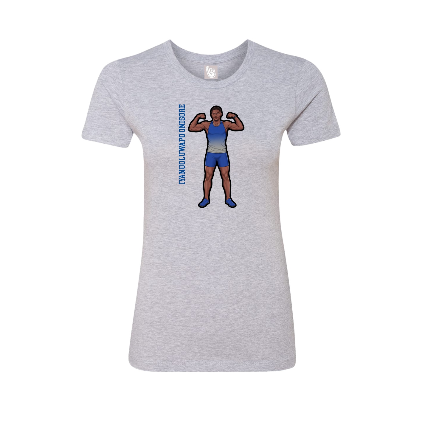 Fitted Women's Tee — Name Vertical in Grey
