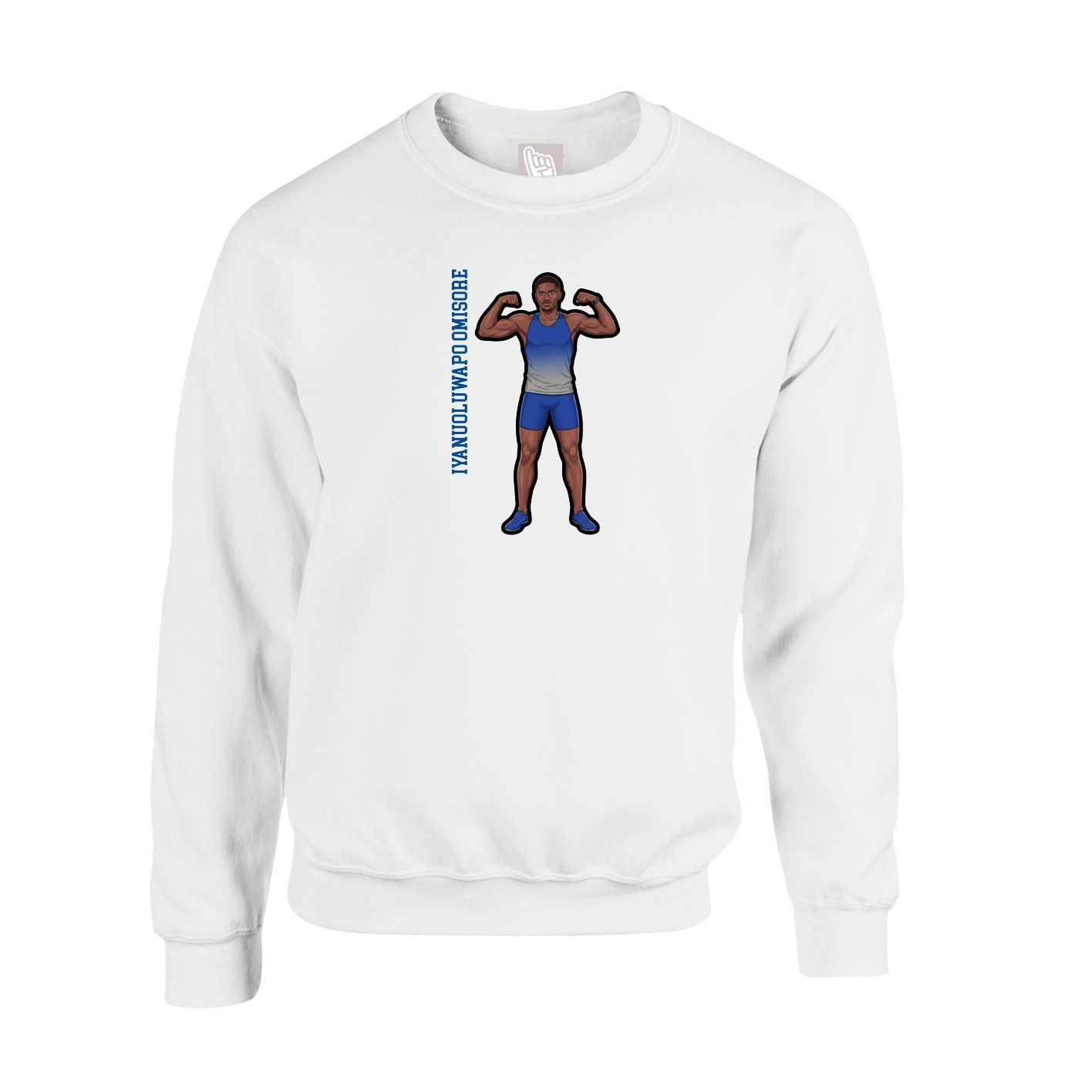 Fleece Crew — Name Vertical in White