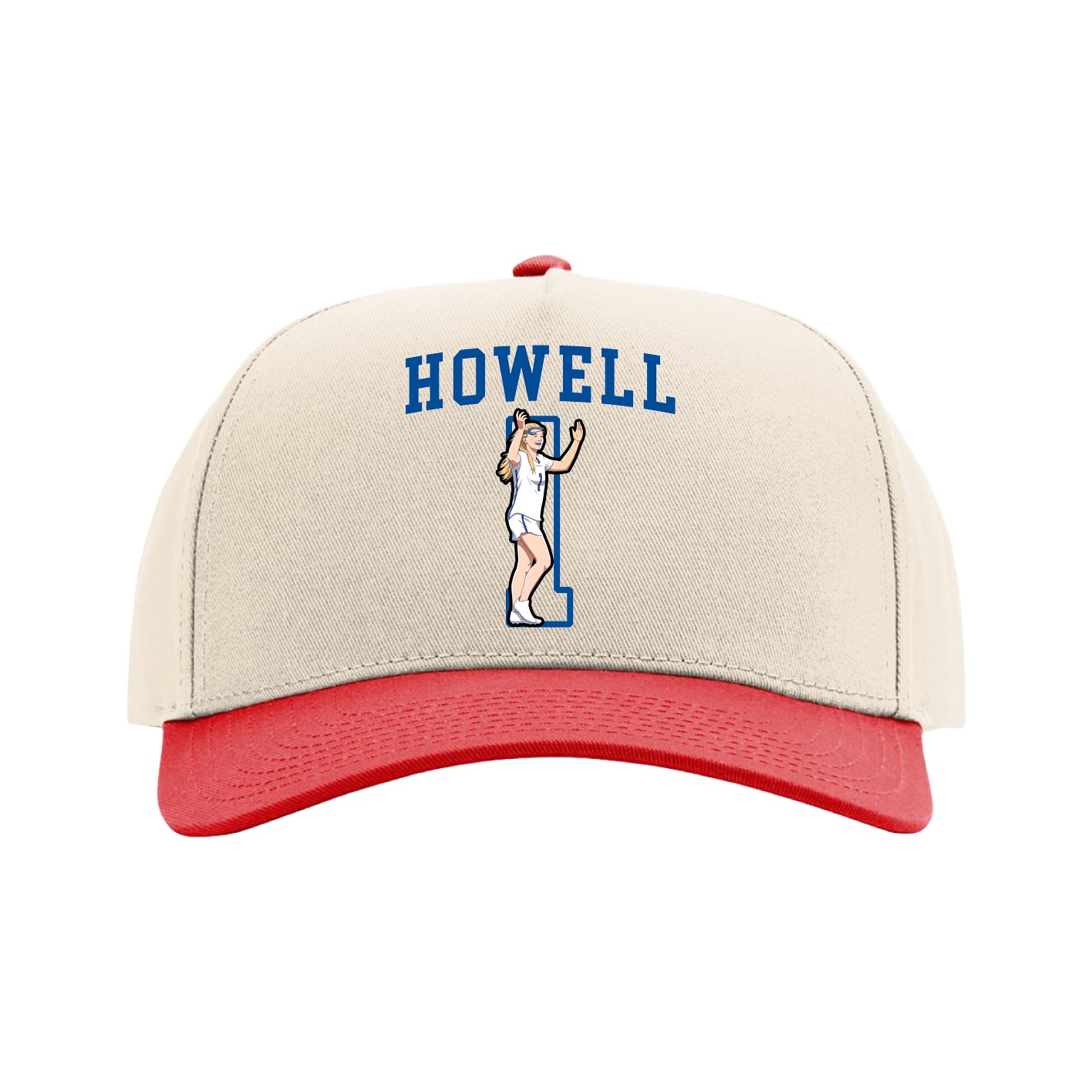 Full Fabric Five-Panel Champ Cap — Shirsey in Cream/Red