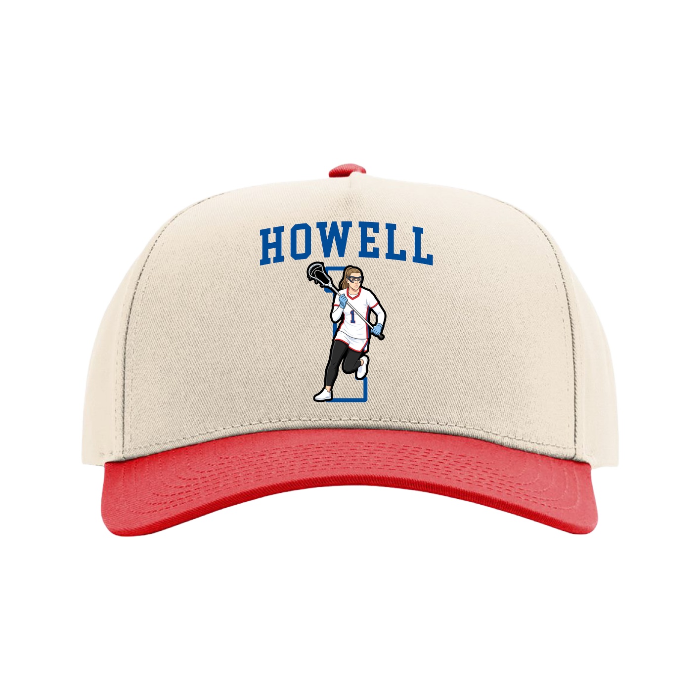Full Fabric Five-Panel Champ Cap — Shirsey in Cream/Red