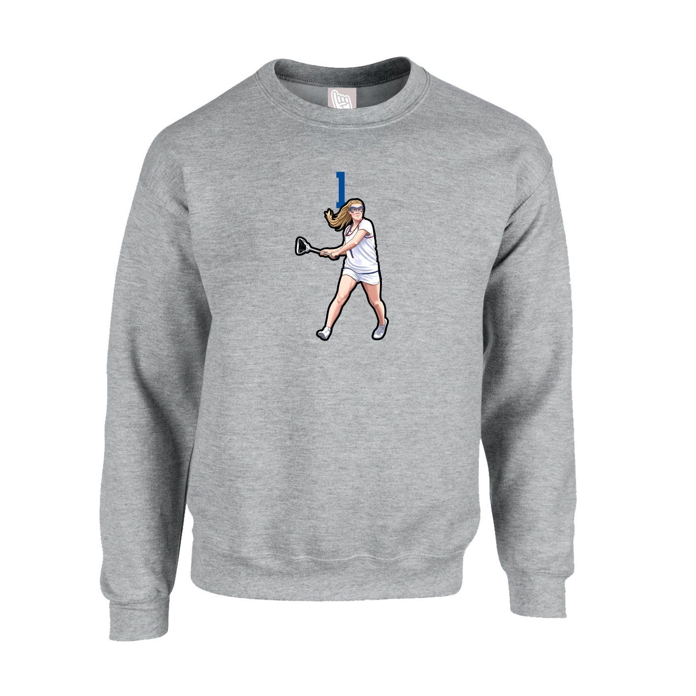 Fleece Crew — Number Top in Grey