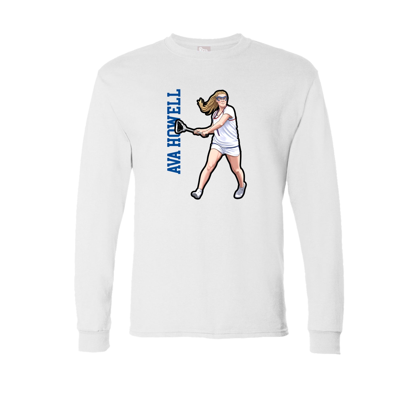 Long Sleeve Tee — Name Vertical in White