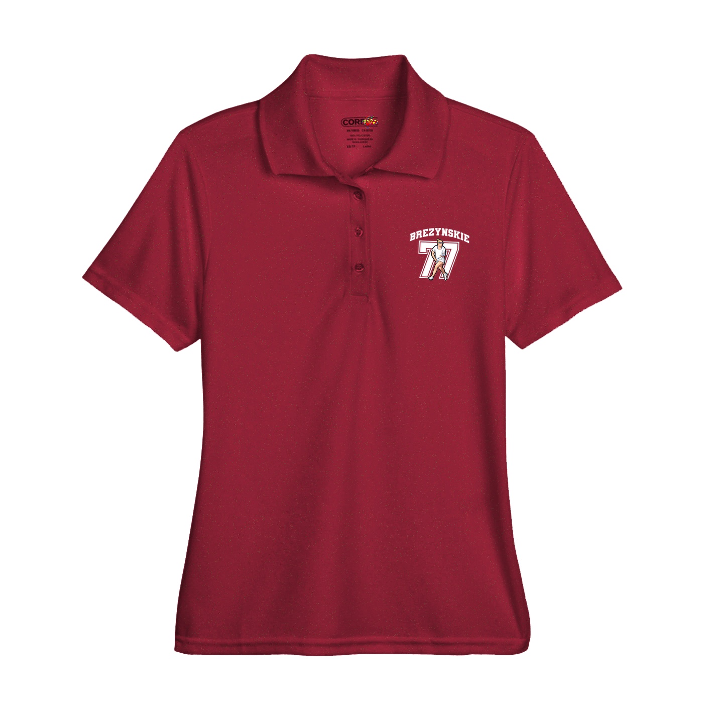 Womens Performance Polo — Number in Red