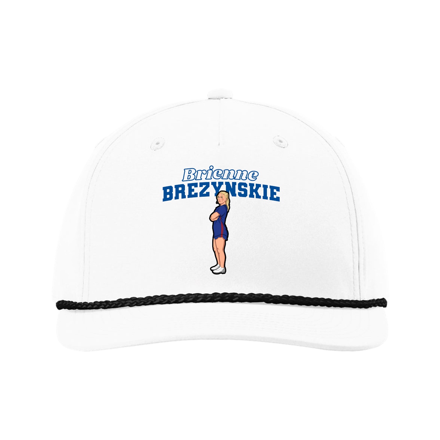 Five-Panel Classic Rope Cap — Name Arch in White
