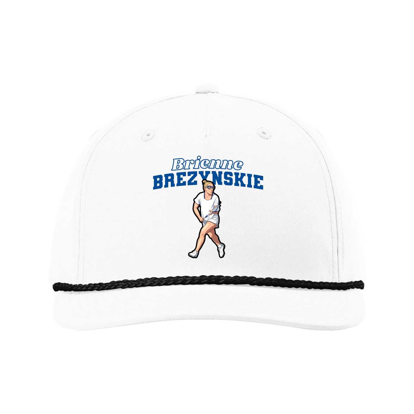 Five-Panel Classic Rope Cap — Name Arch in White