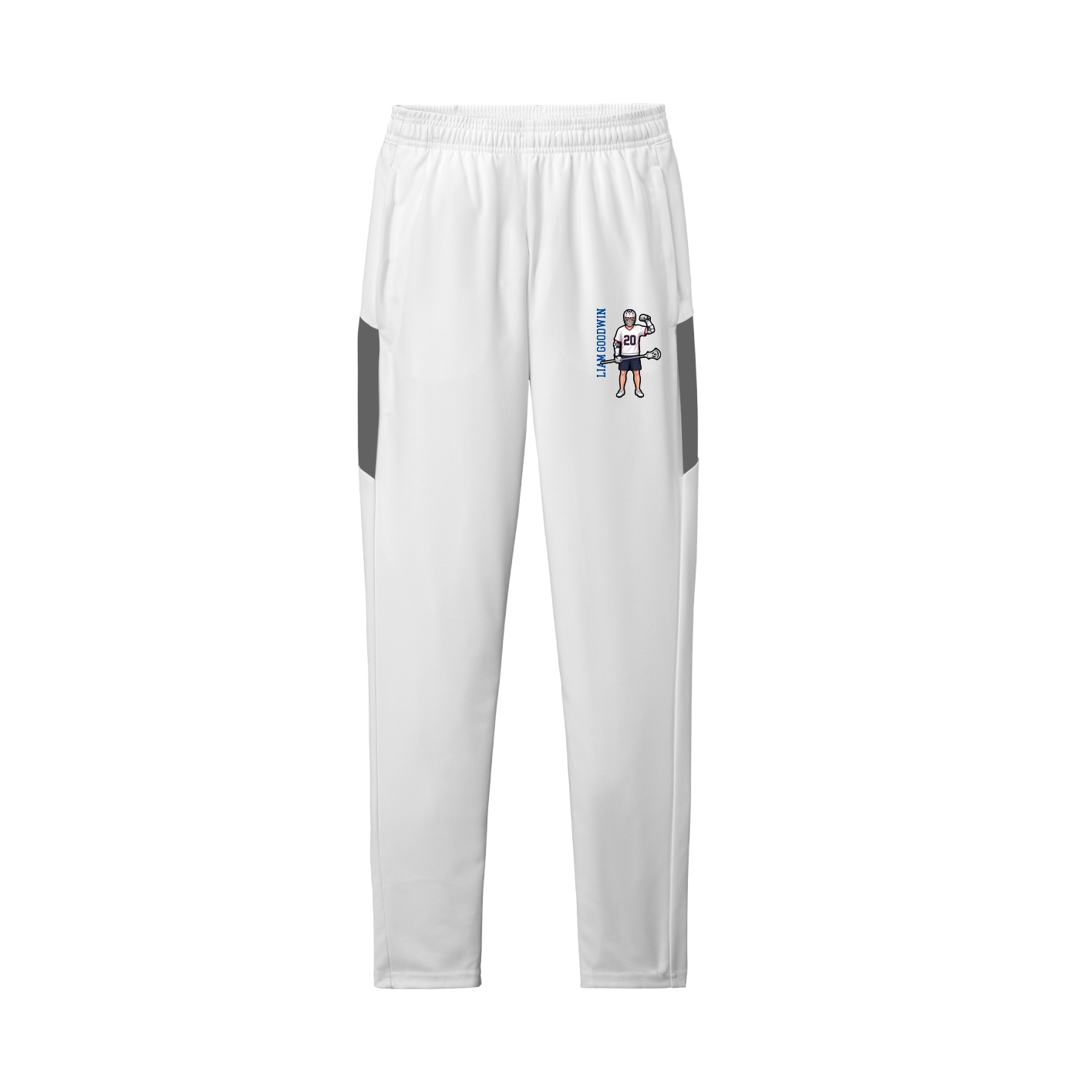 Team Travel Pant — Name Vertical in White/Grey