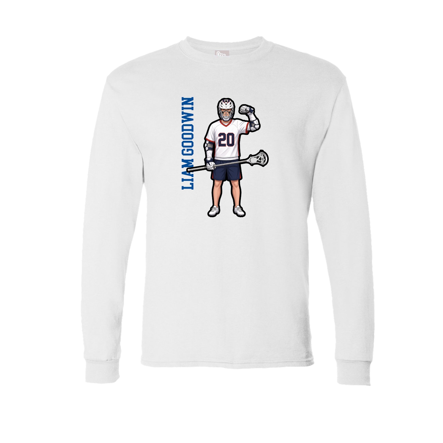 Long Sleeve Tee — Name Vertical in White