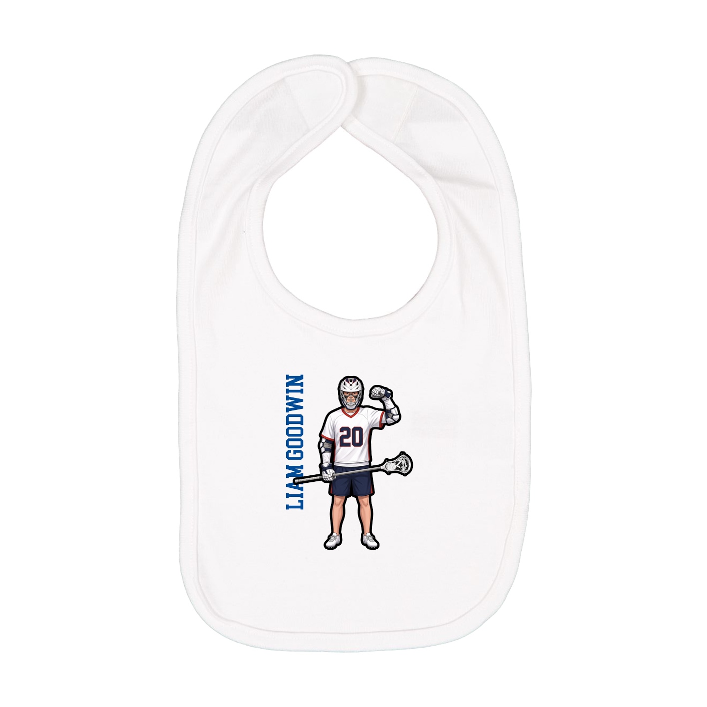 Infant Bib — Name Vertical in White