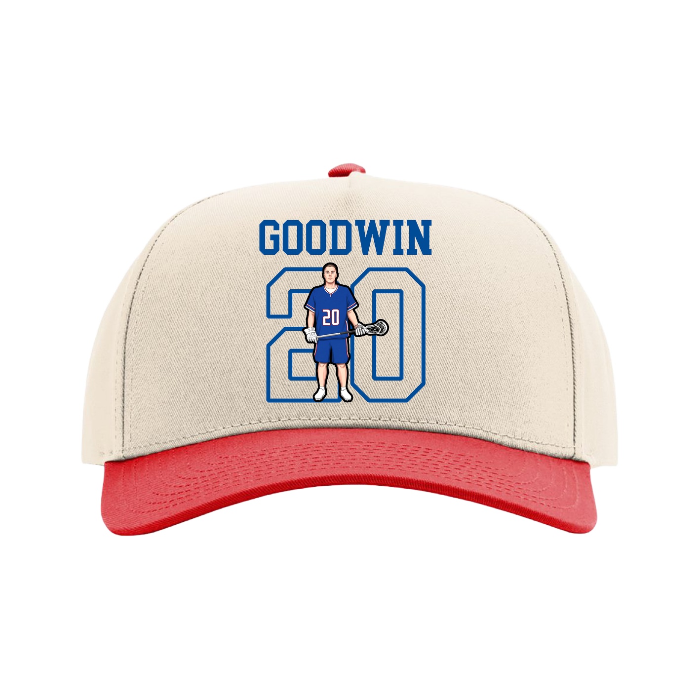 Full Fabric Five-Panel Champ Cap — Shirsey in Cream/Red
