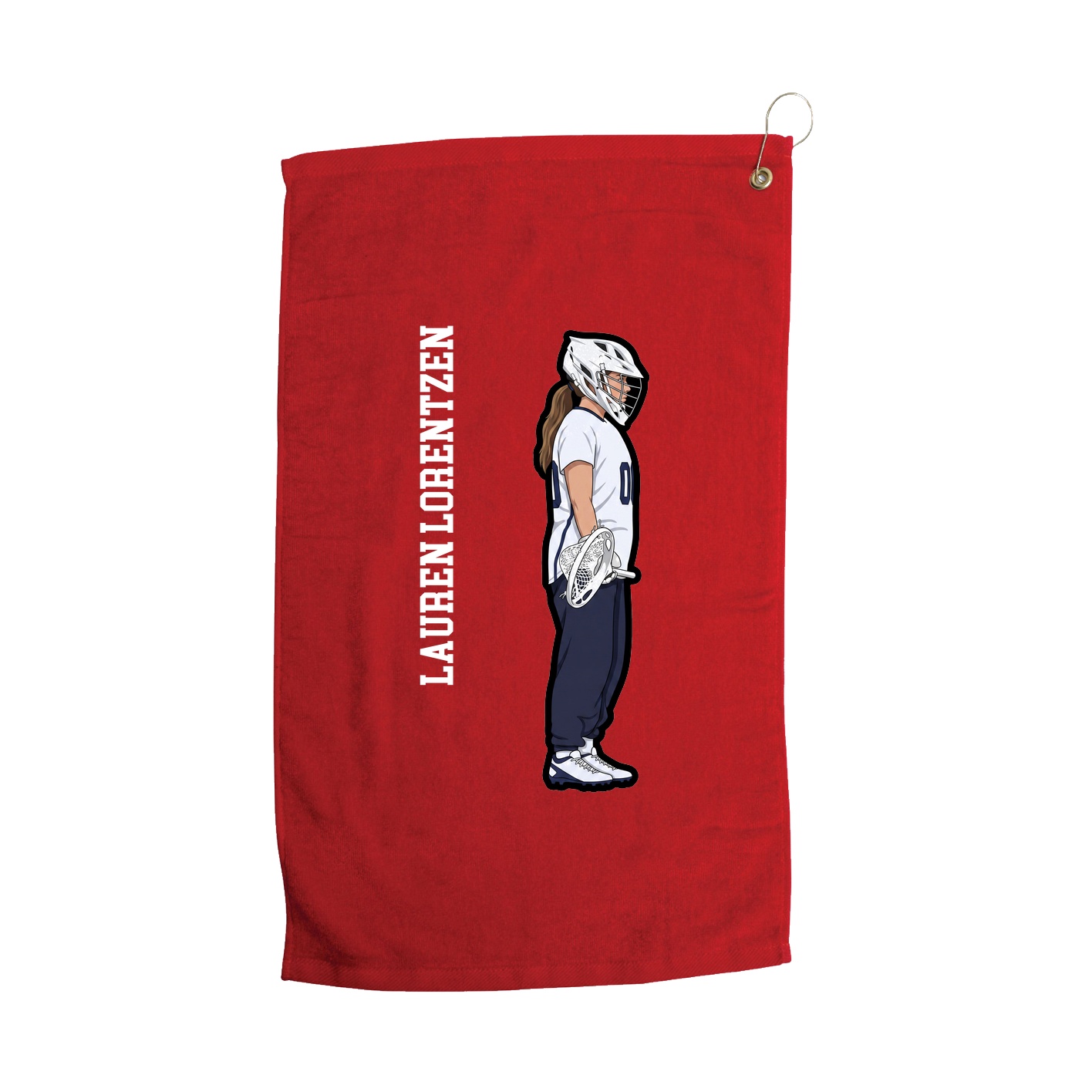 Golf Towel — Name Vertical in Red