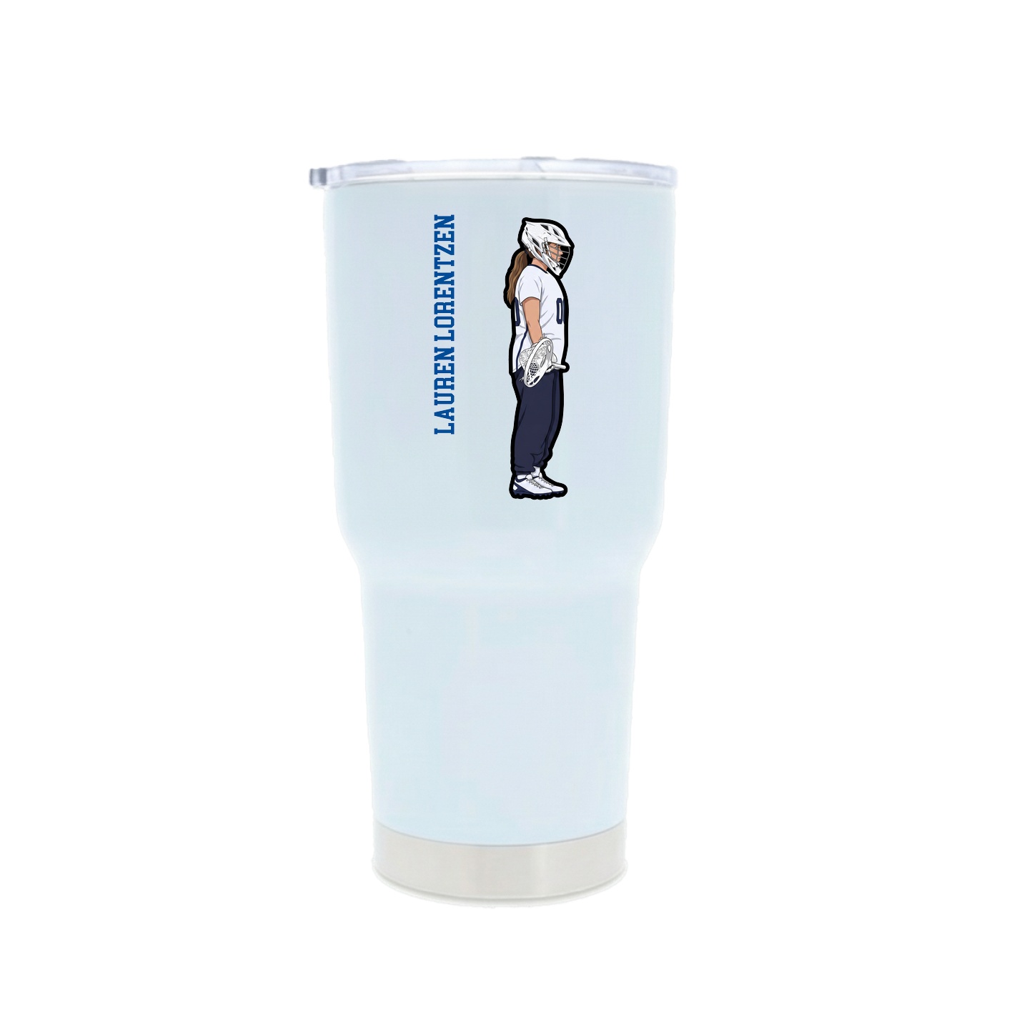 30oz Stainless Steel Tumbler — Name Vertical in White