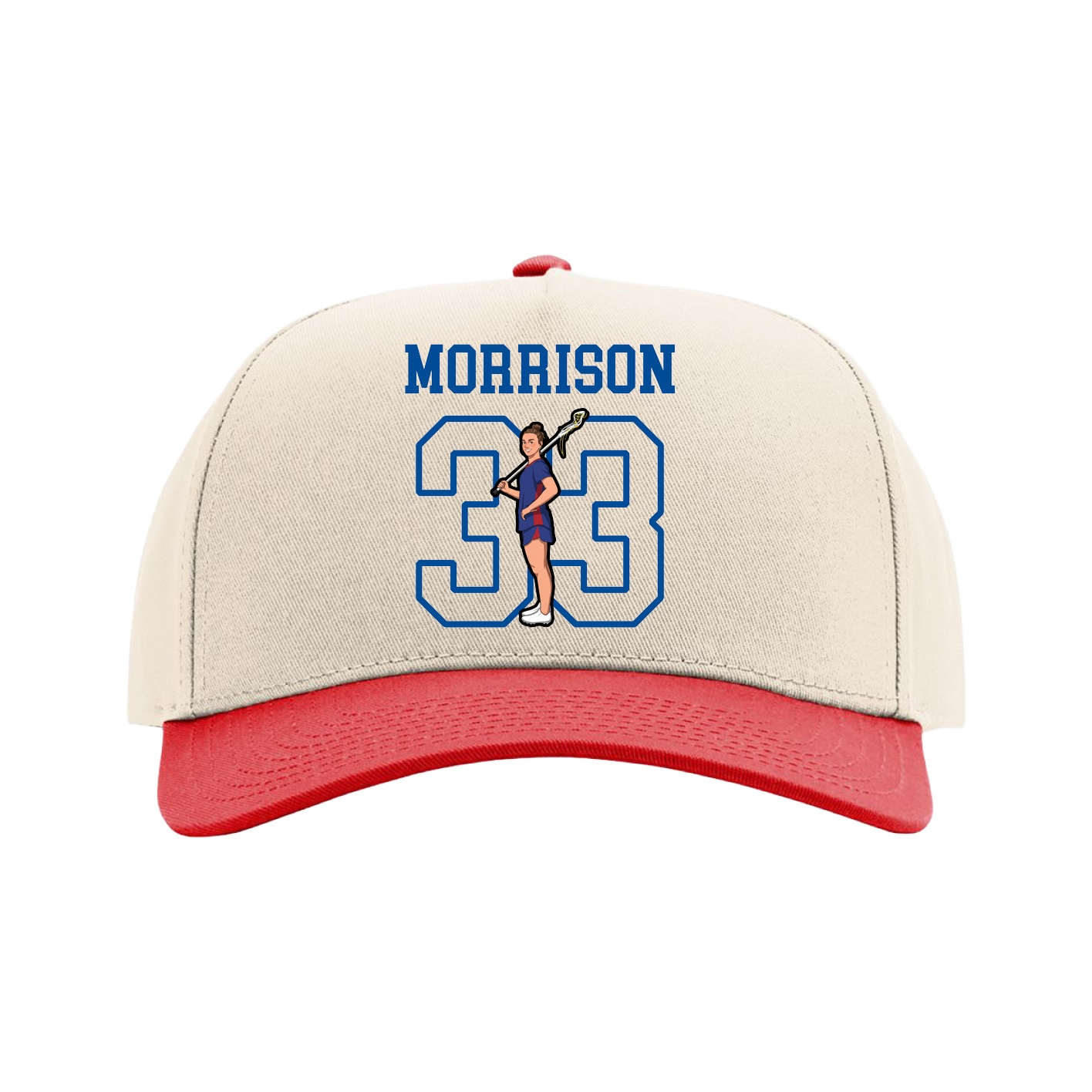 Full Fabric Five-Panel Champ Cap — Shirsey in Cream/Red