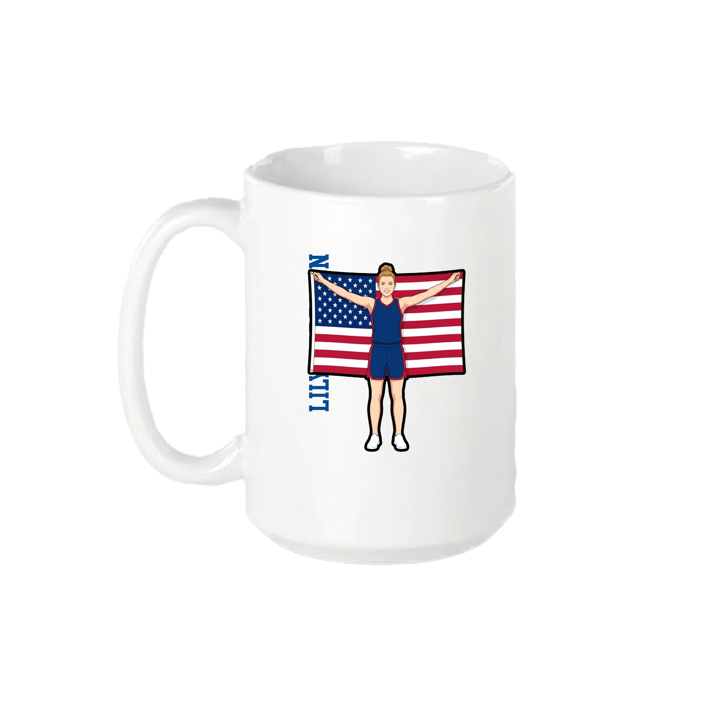 15oz Coffee Mug — Name Vertical in White
