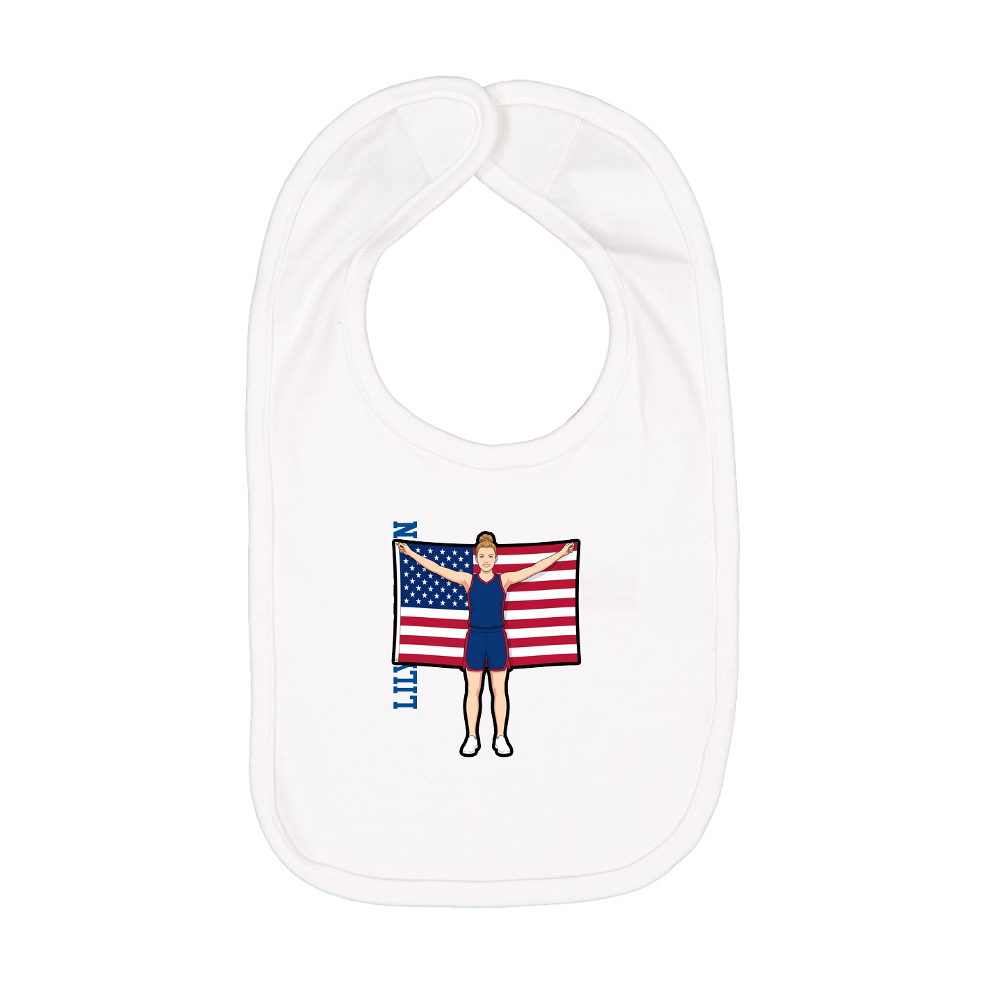 Infant Bib — Name Vertical in White