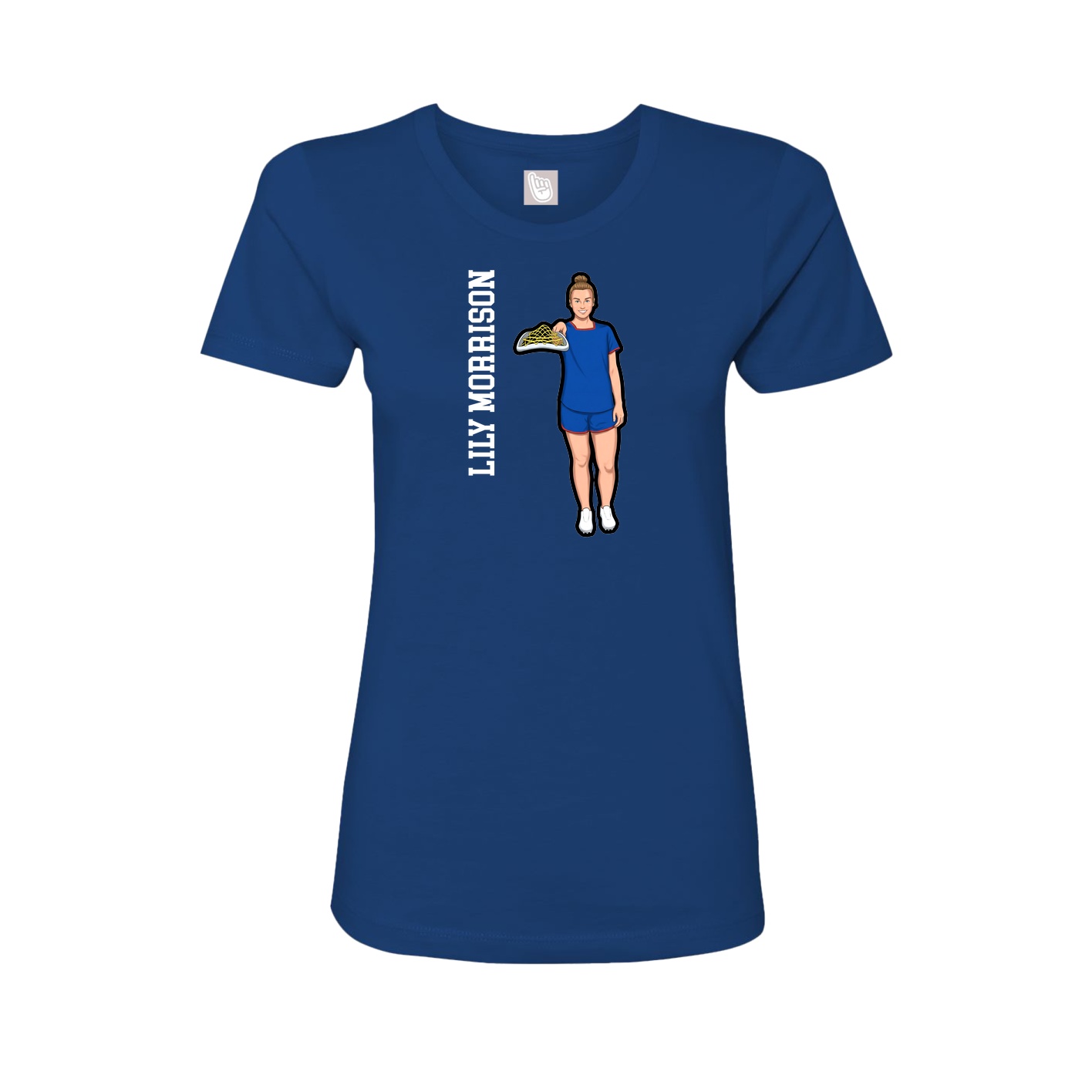 Fitted Women's Tee — Name Vertical in Royal