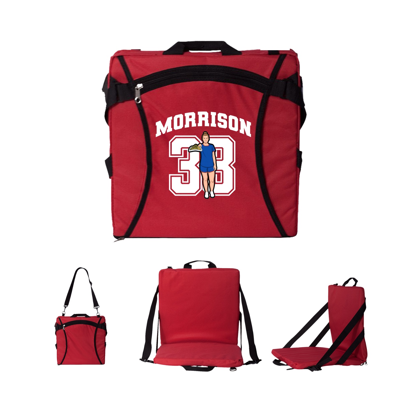 Folding Stadium Seat — Number in Red