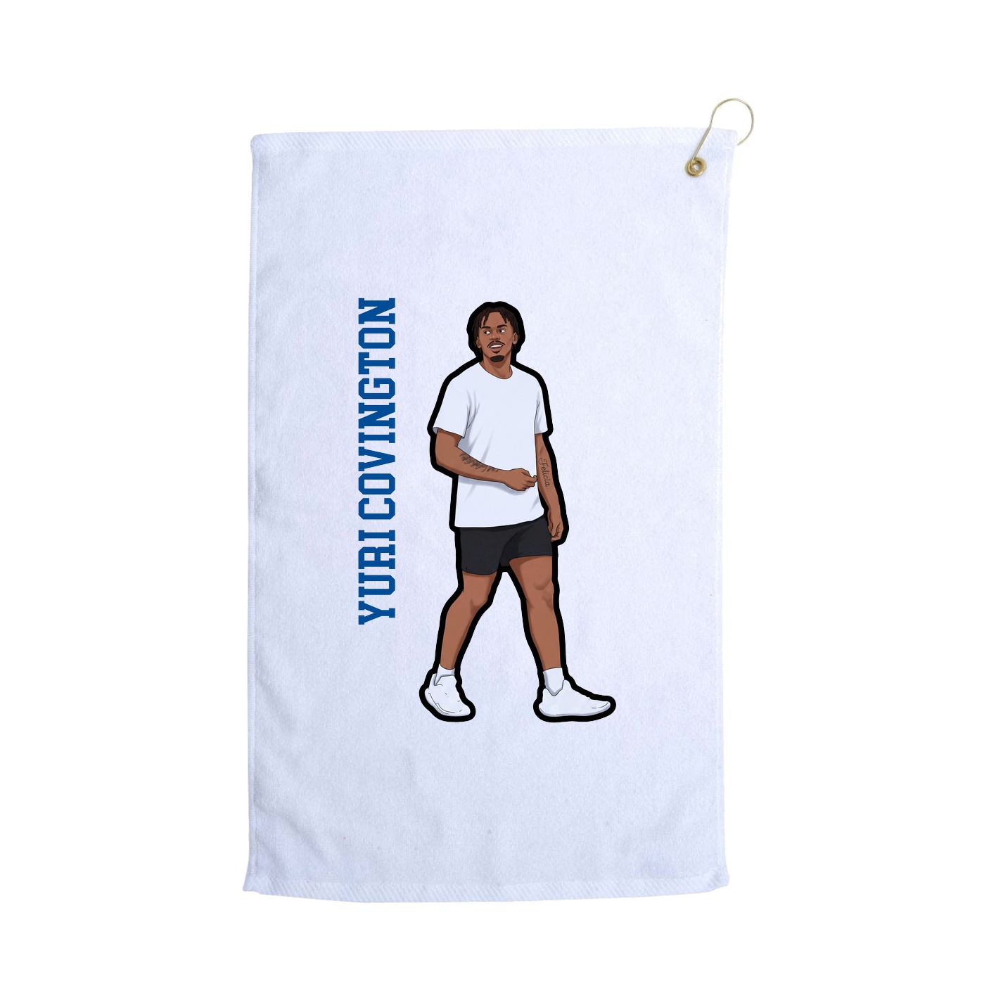 Golf Towel — Name Vertical in White