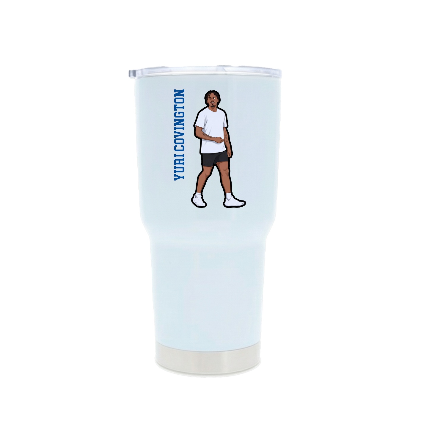 30oz Stainless Steel Tumbler — Name Vertical in White