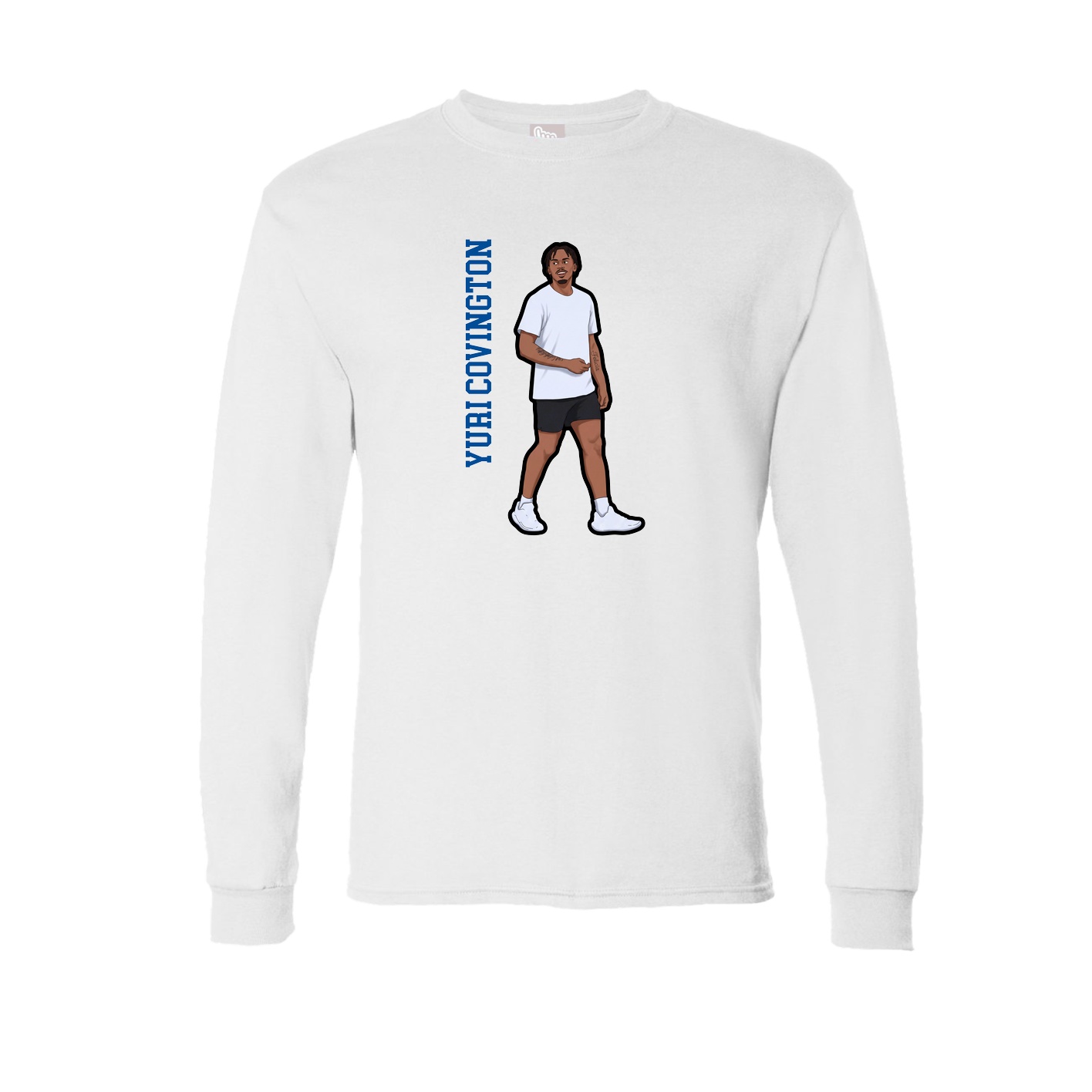 Long Sleeve Tee — Name Vertical in White