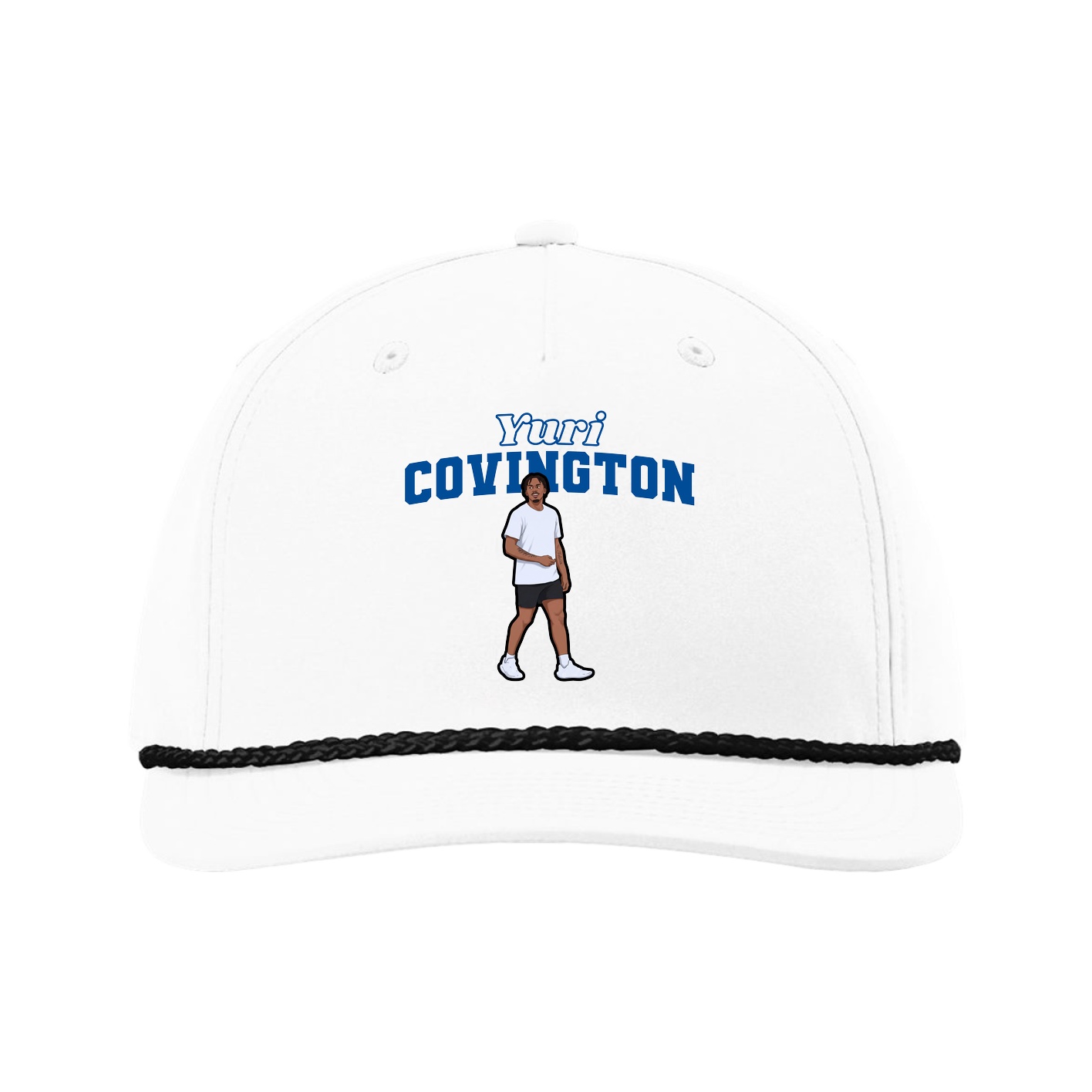 Five-Panel Classic Rope Cap — Name Arch in White