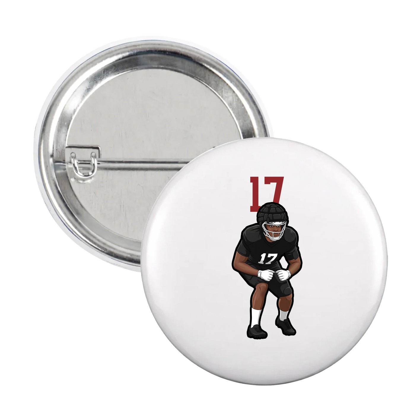 Game Day Button — Number Top in White