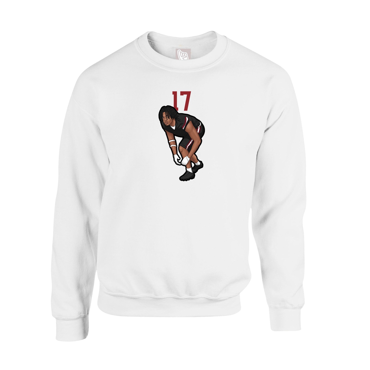 Fleece Crew — Number Top in White
