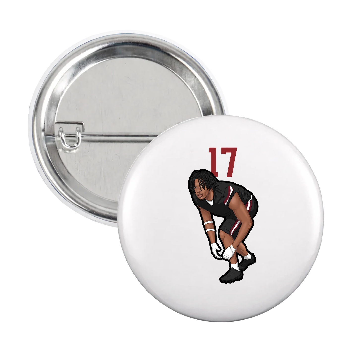 Game Day Button — Number Top in White
