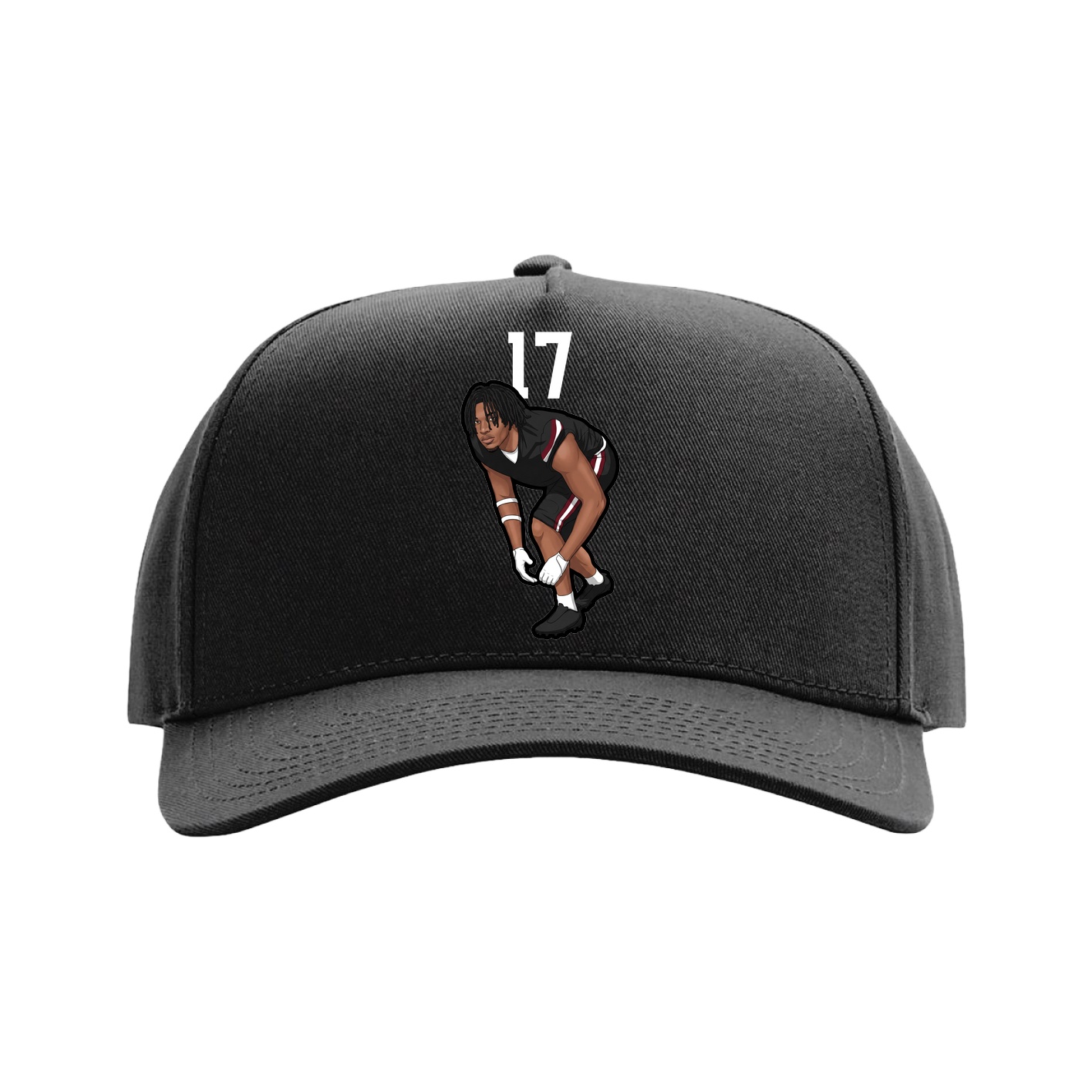 Full Fabric Five-Panel Champ Cap — Number Top in Black