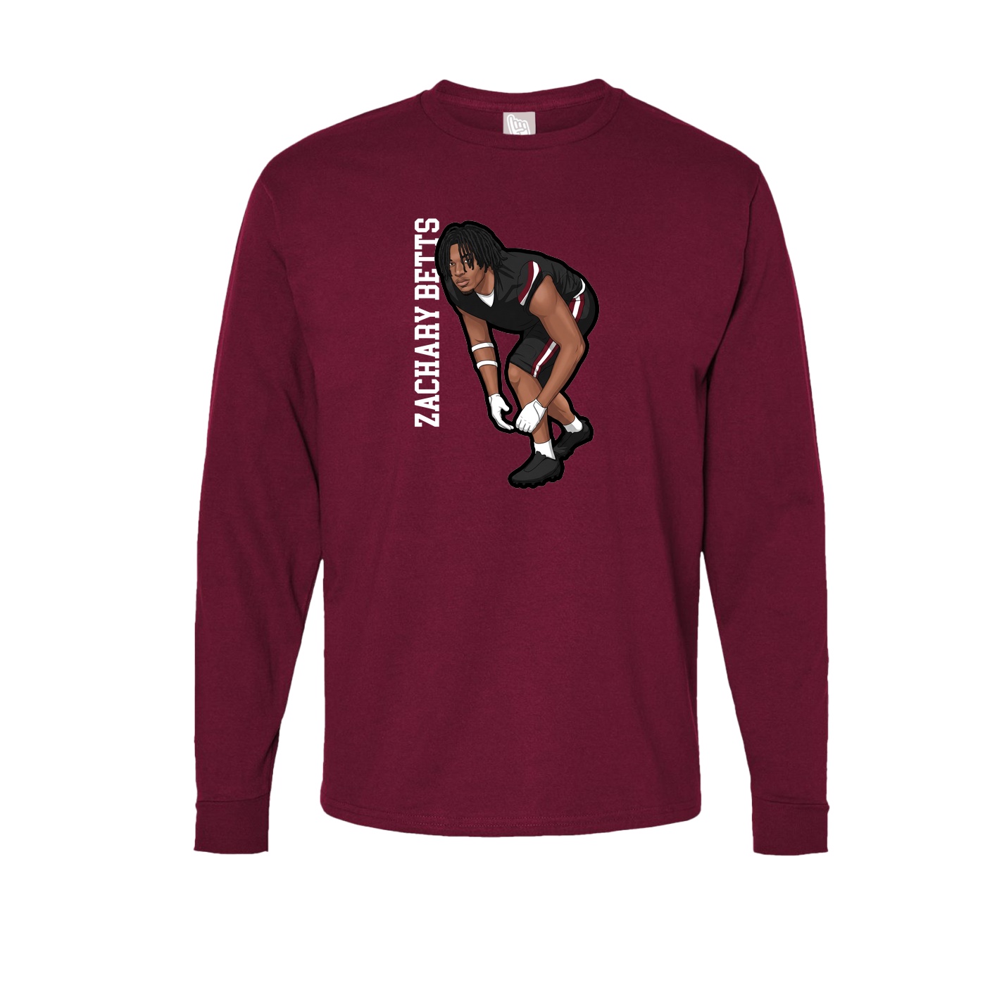 Long Sleeve Tee — Name Vertical in Cardinal