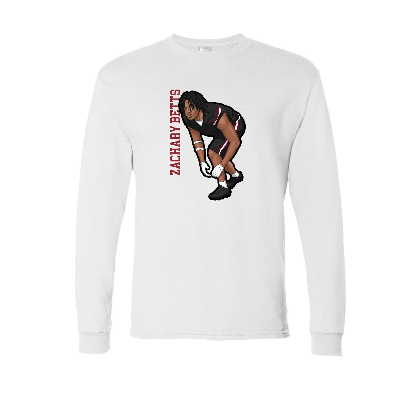 Long Sleeve Tee — Name Vertical in White