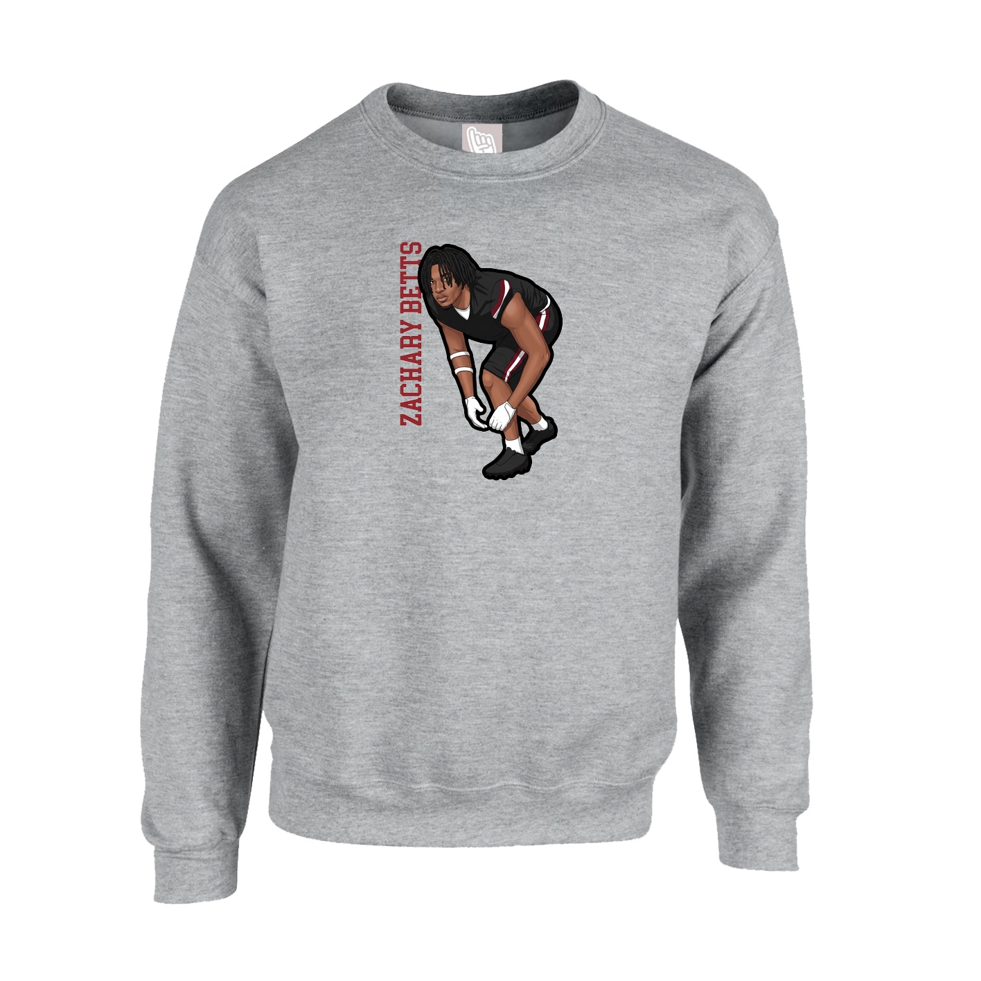 Fleece Crew — Name Vertical in Grey