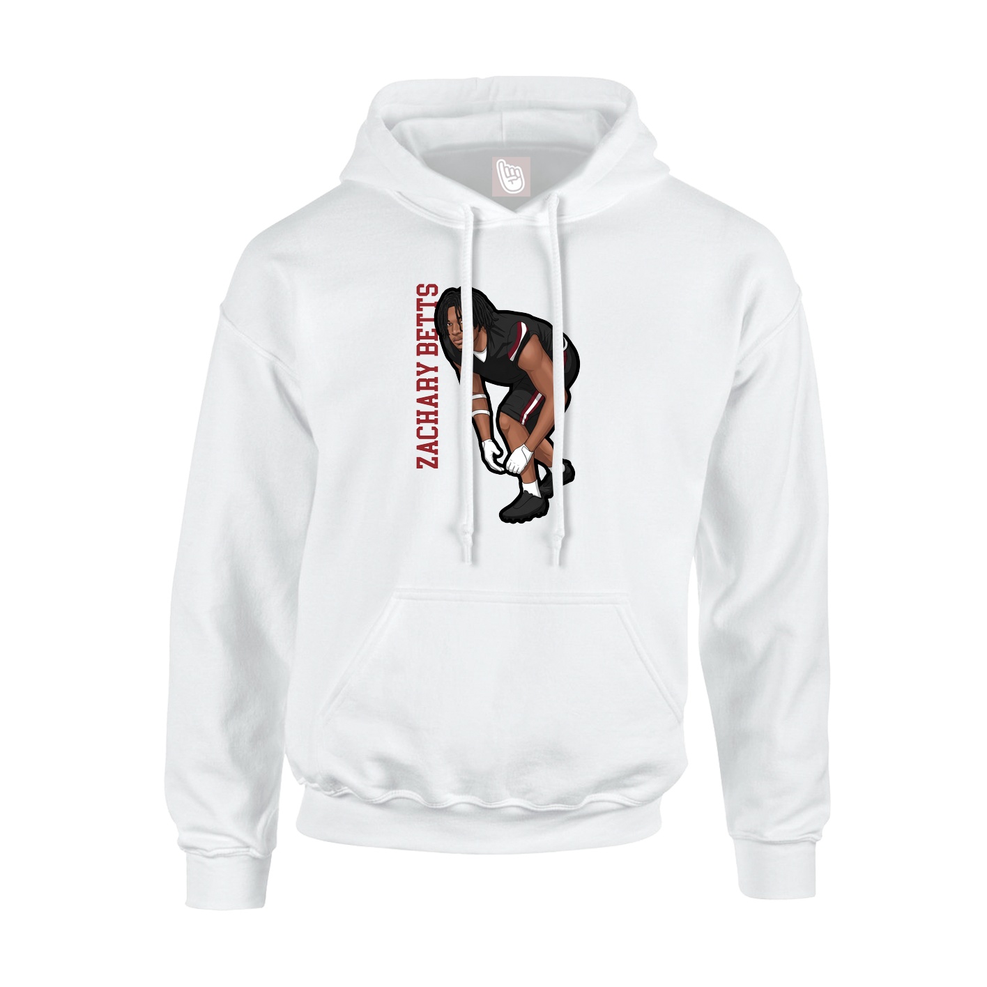 Youth Hoodie — Name Vertical in White