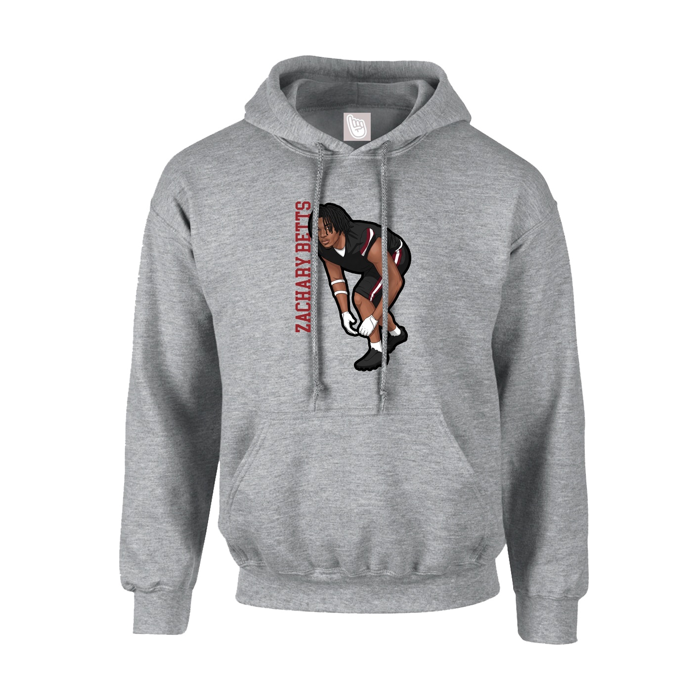 Youth Hoodie — Name Vertical in Grey