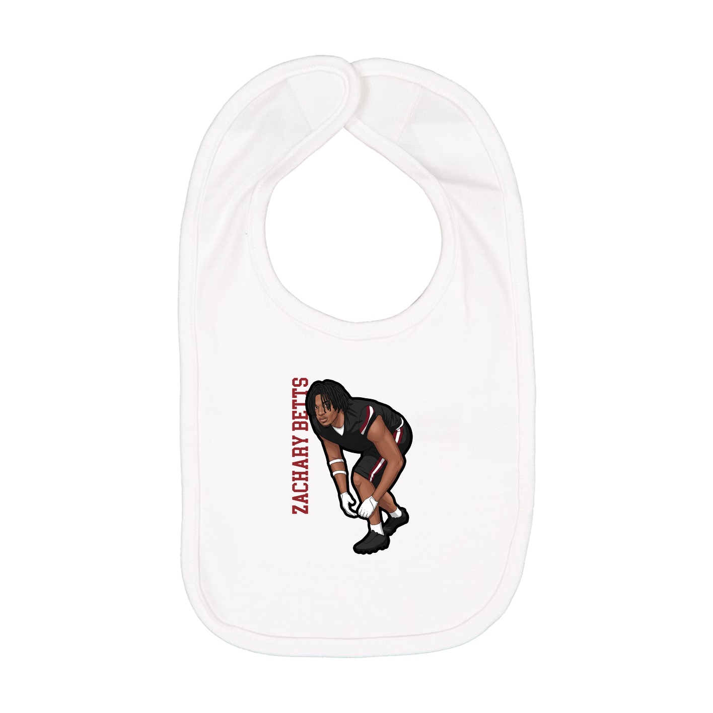 Infant Bib — Name Vertical in White