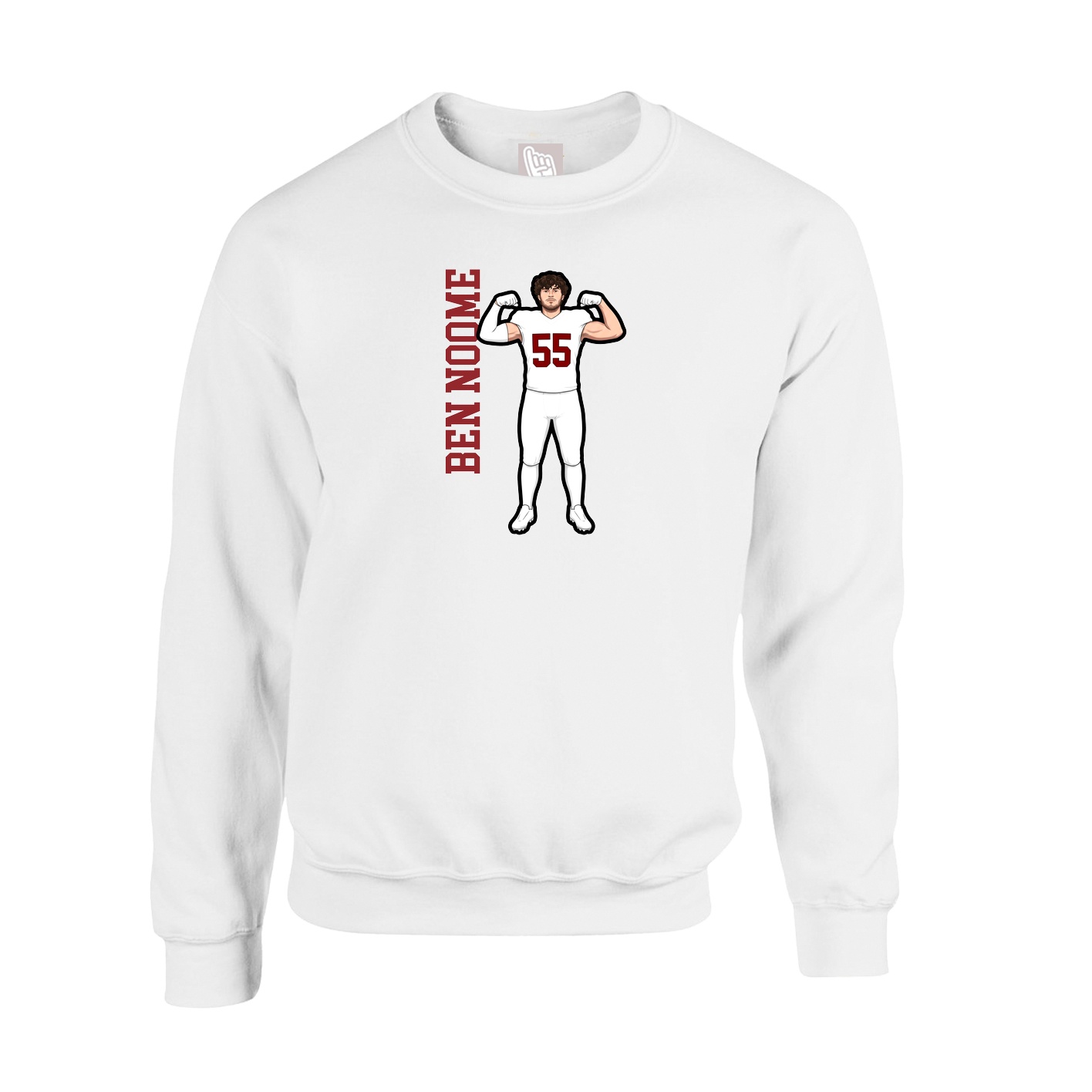 Fleece Crew — Name Vertical in White