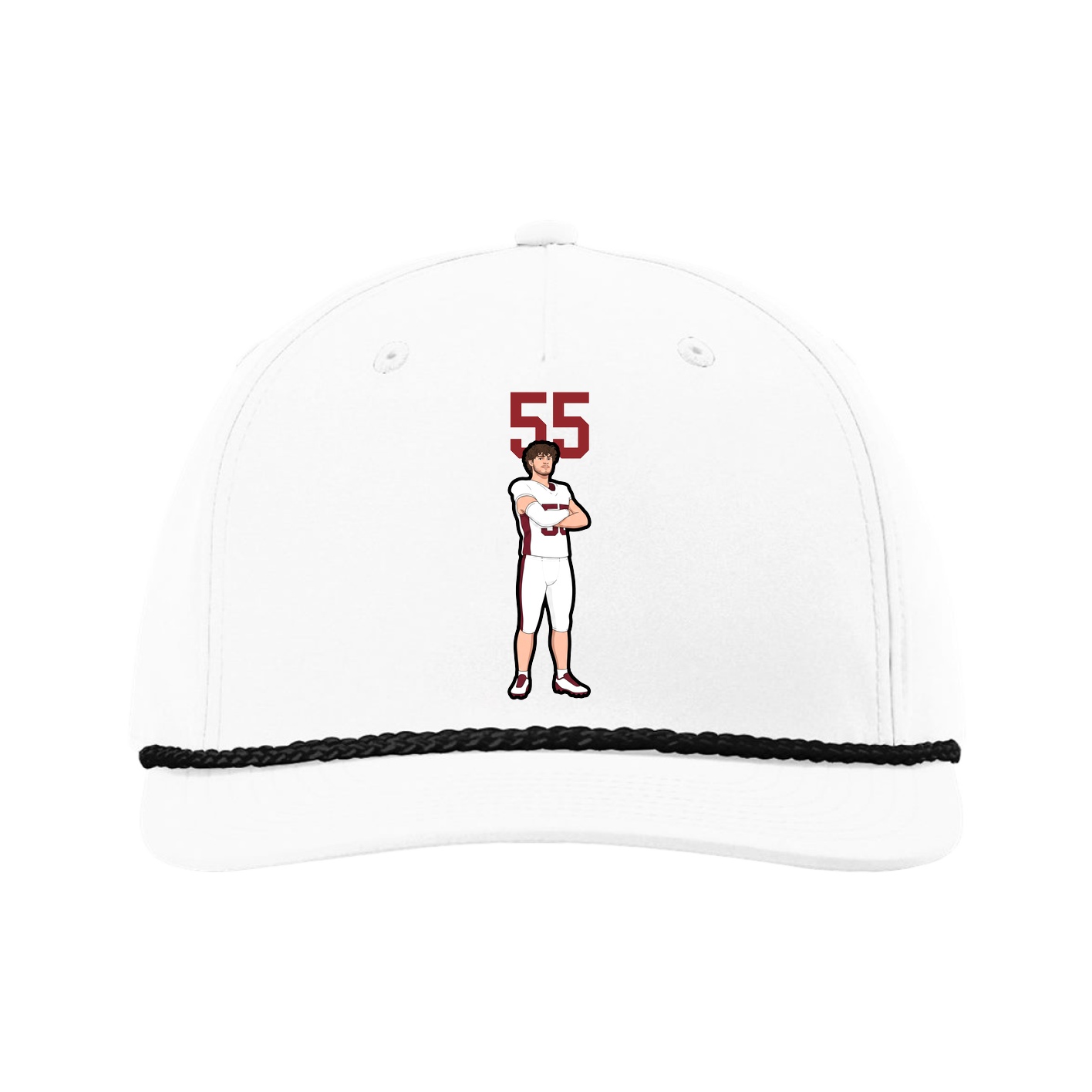 Five-Panel Classic Rope Cap — Number Top in White