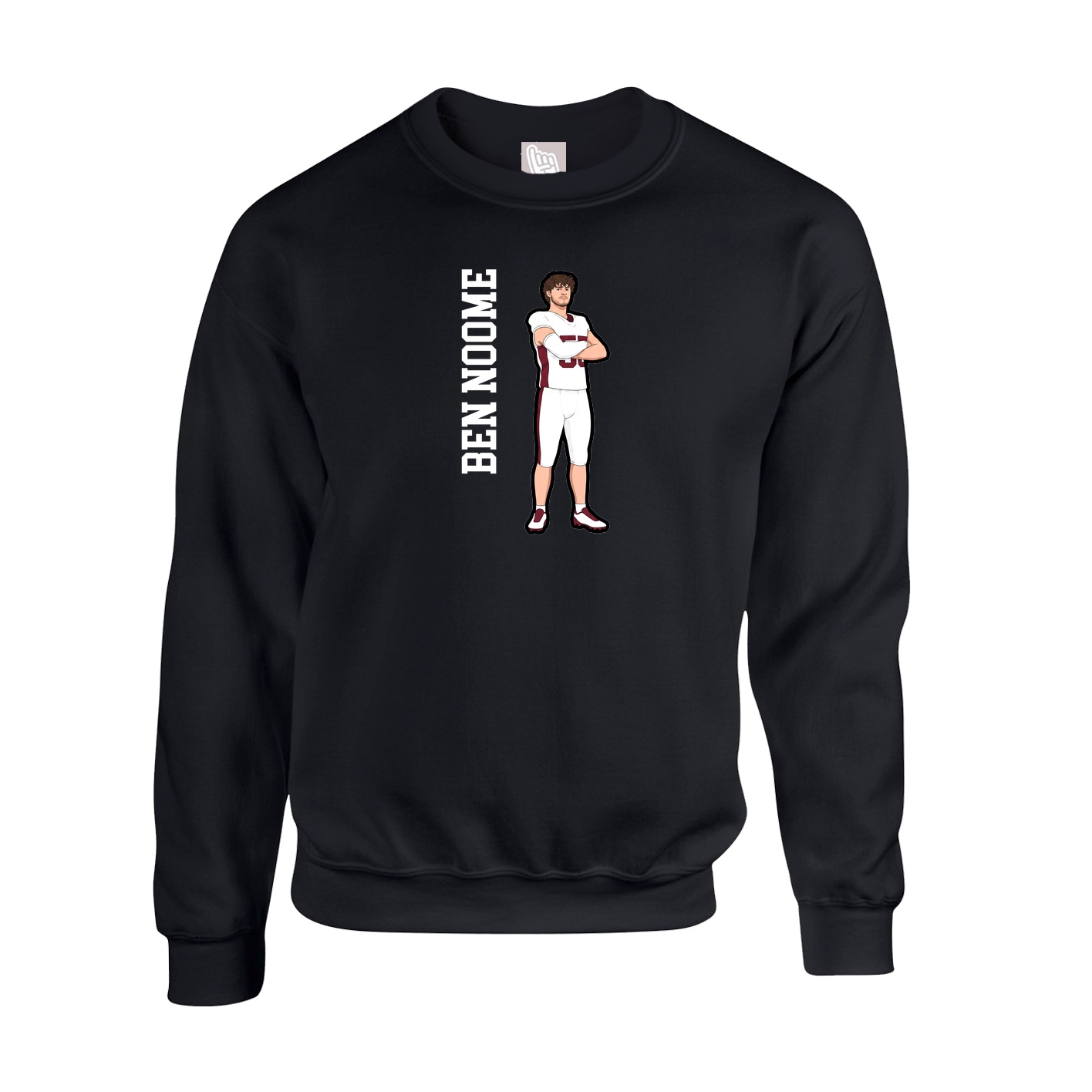 Fleece Crew — Name Vertical in Black