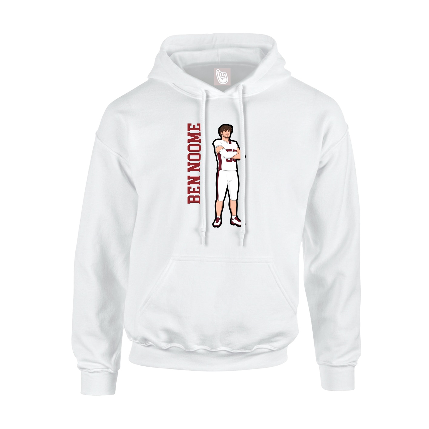 Youth Hoodie — Name Vertical in White