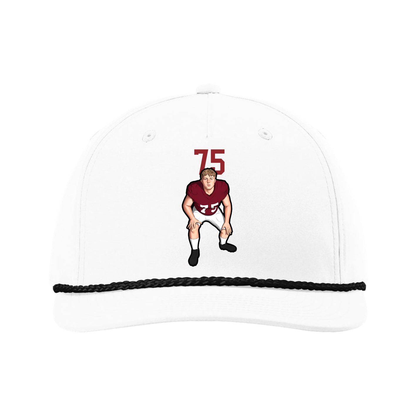 Five-Panel Classic Rope Cap — Number Top in White