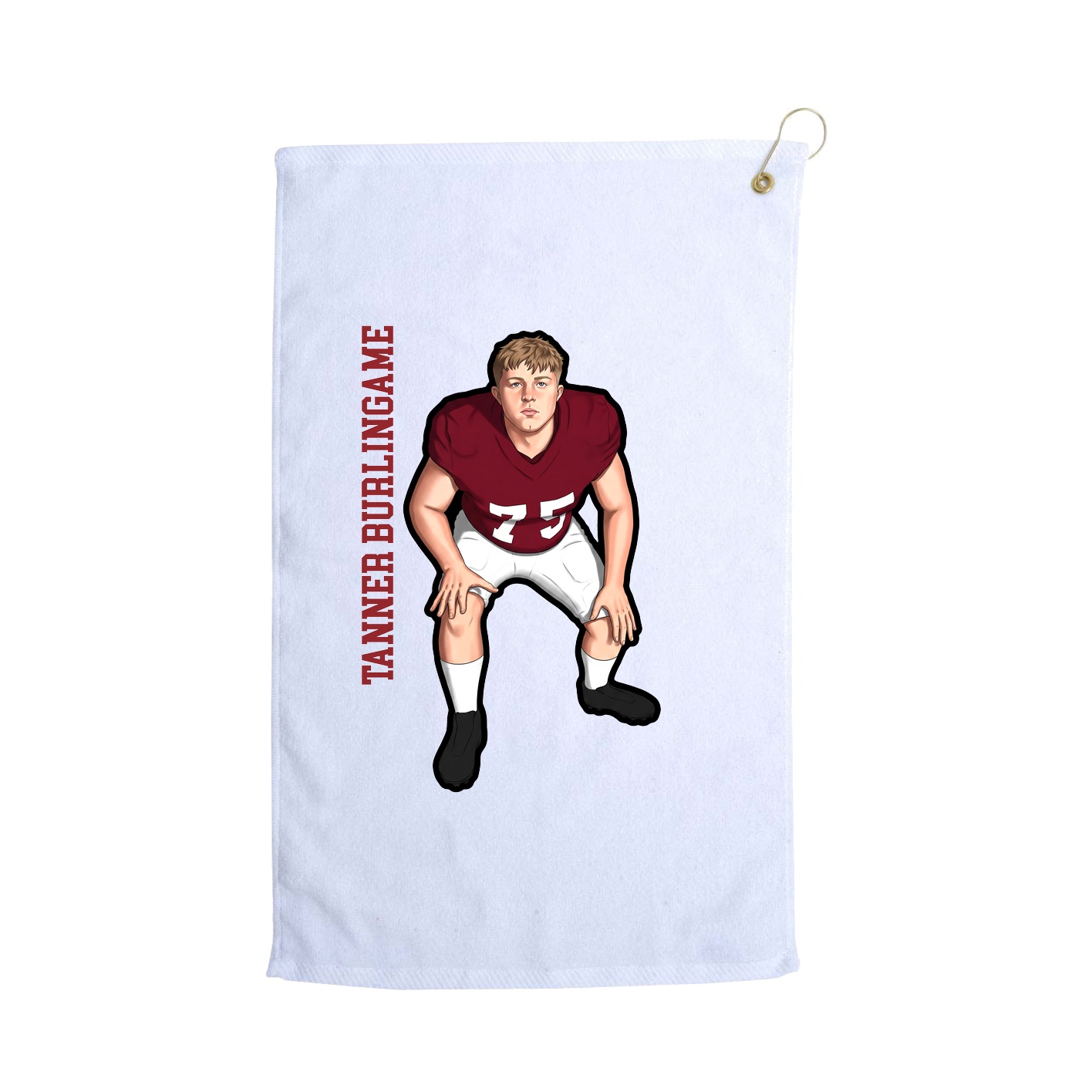 Golf Towel — Name Vertical in White