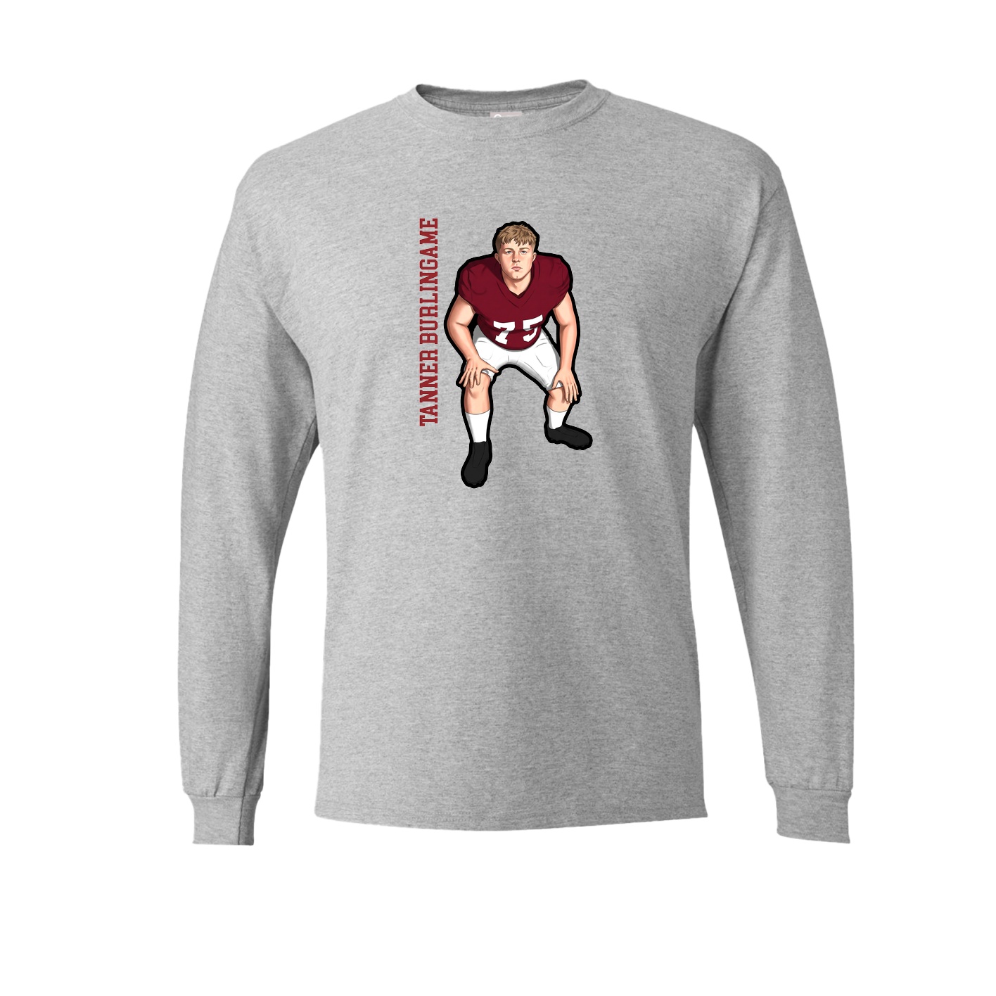 Long Sleeve Tee — Name Vertical in Grey