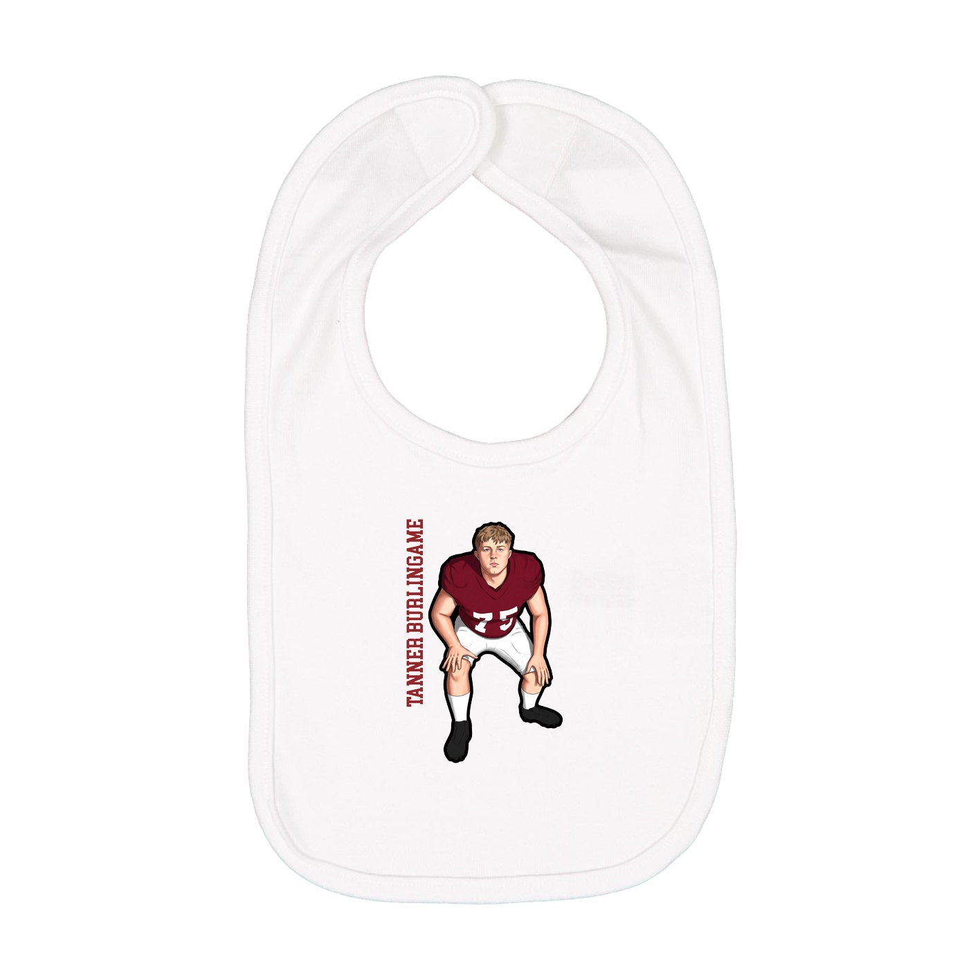 Infant Bib — Name Vertical in White