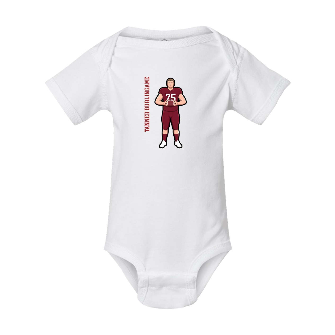 Baby Onesie — Name Vertical in White