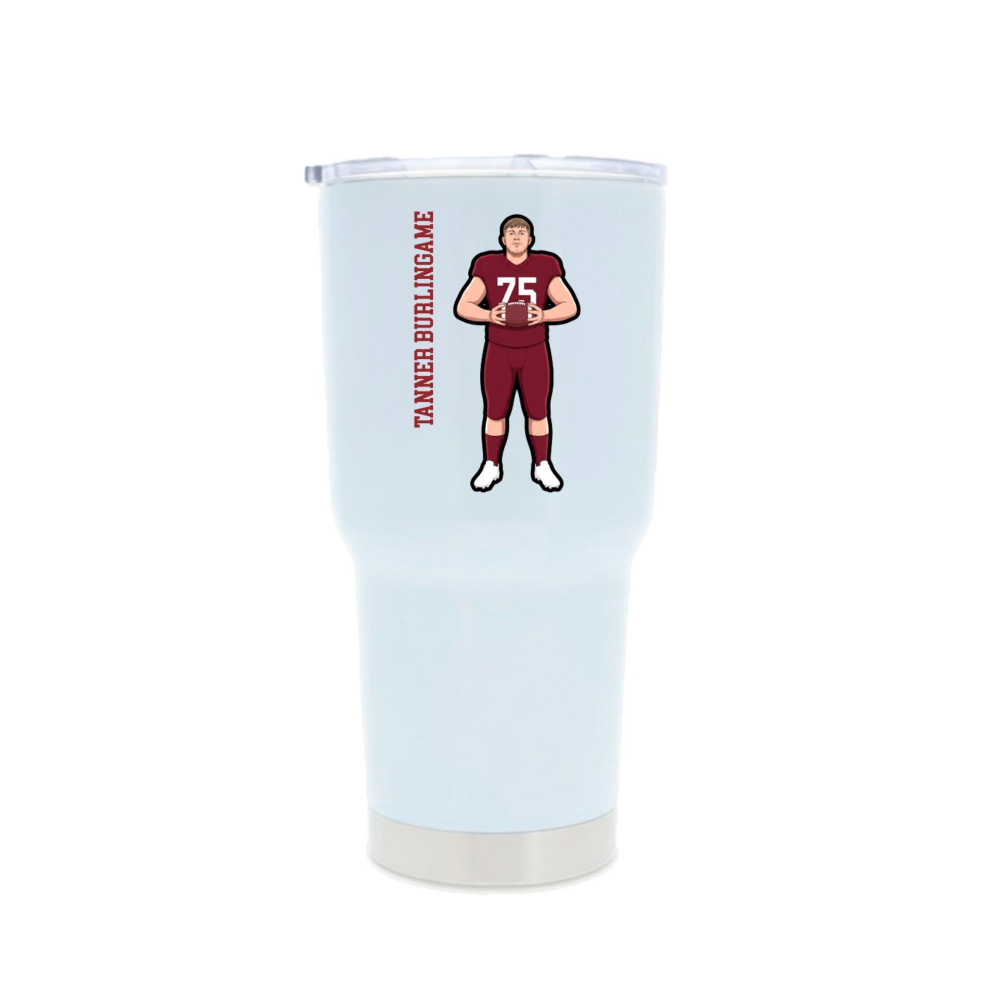 30oz Stainless Steel Tumbler — Name Vertical in White