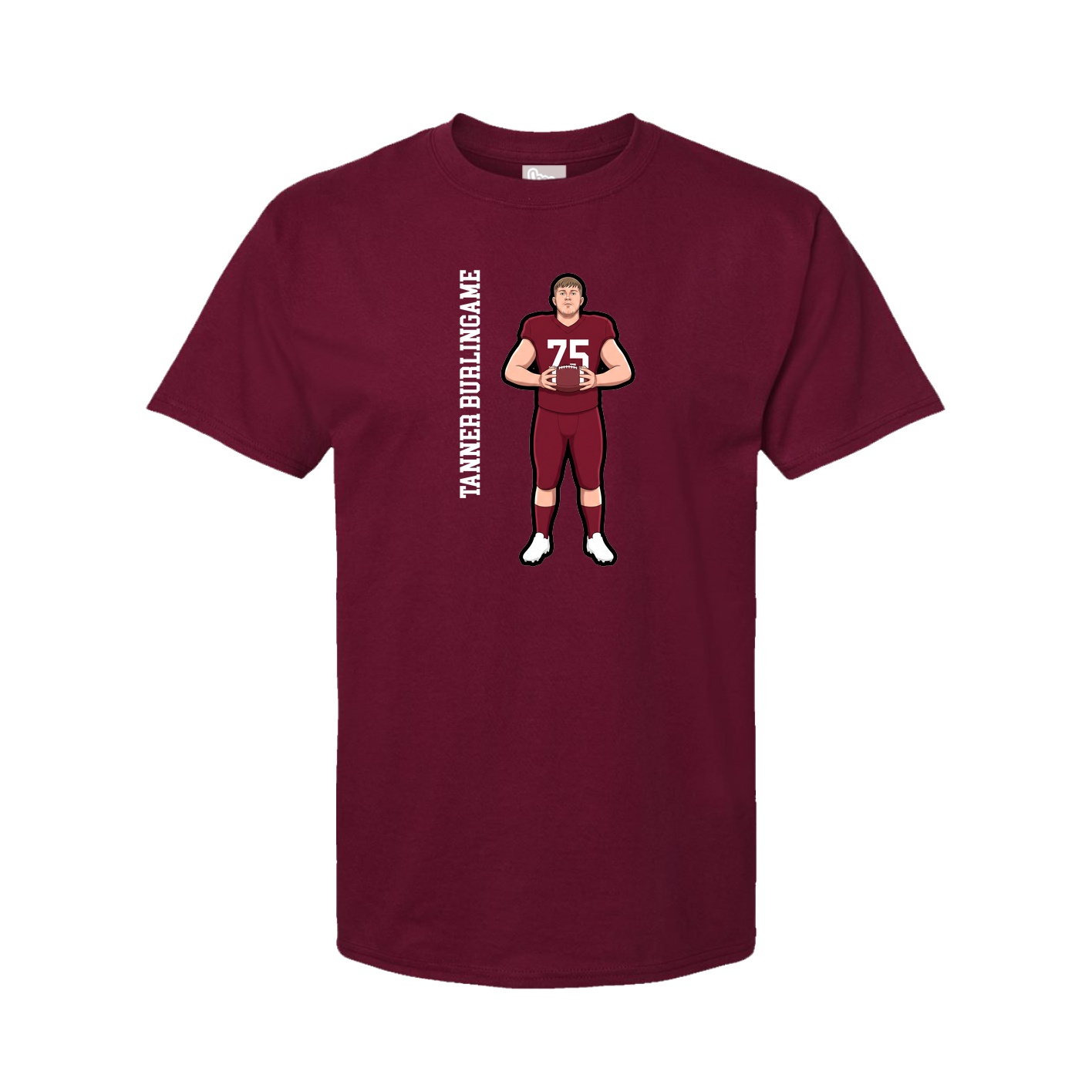 Youth Tee — Name Vertical in Cardinal