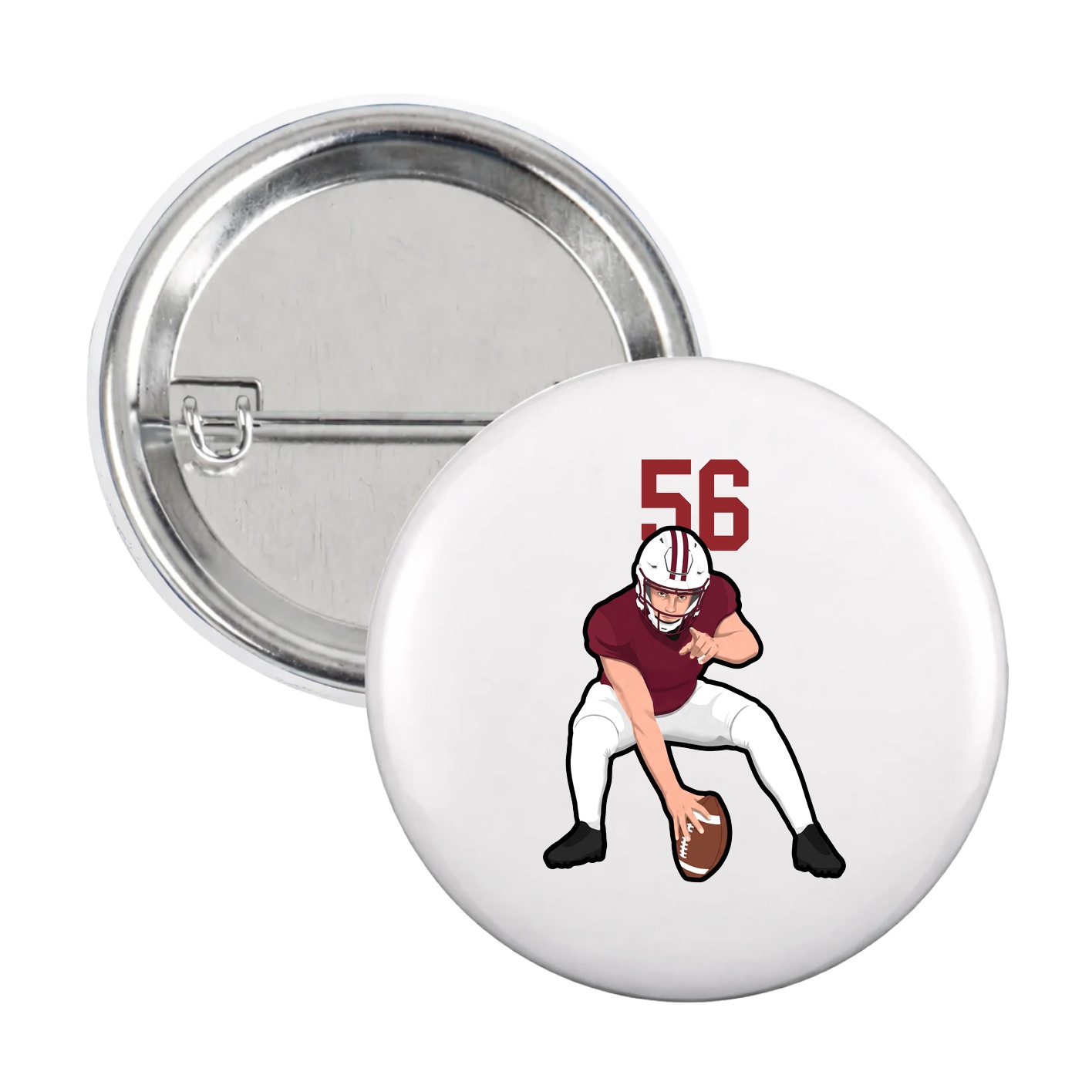 Game Day Button — Number Top in White