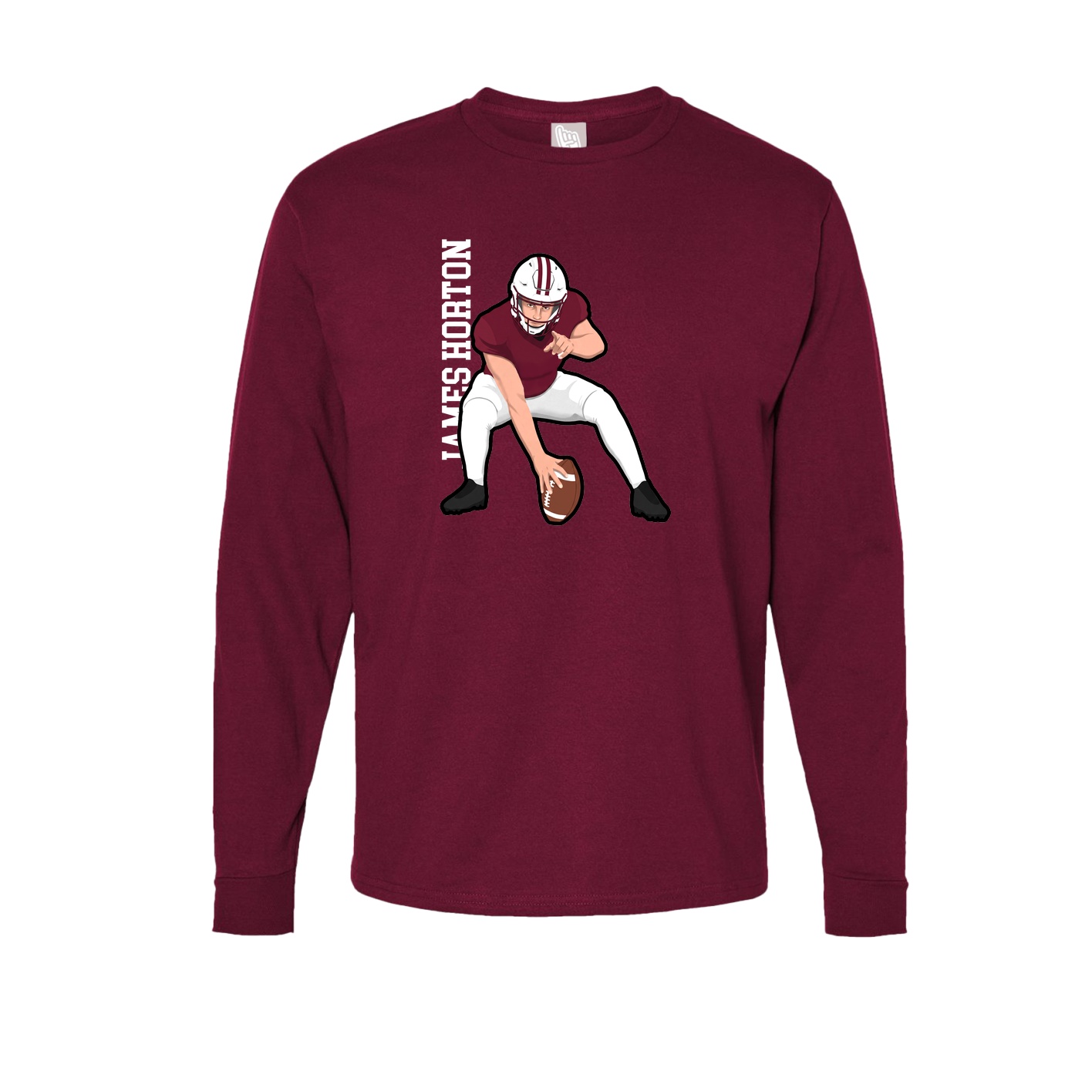 Long Sleeve Tee — Name Vertical in Cardinal