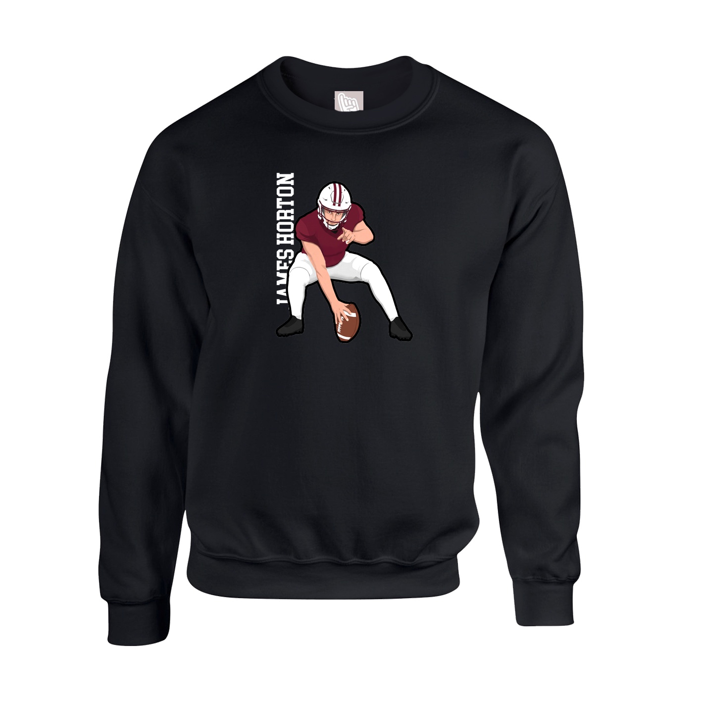 Fleece Crew — Name Vertical in Black