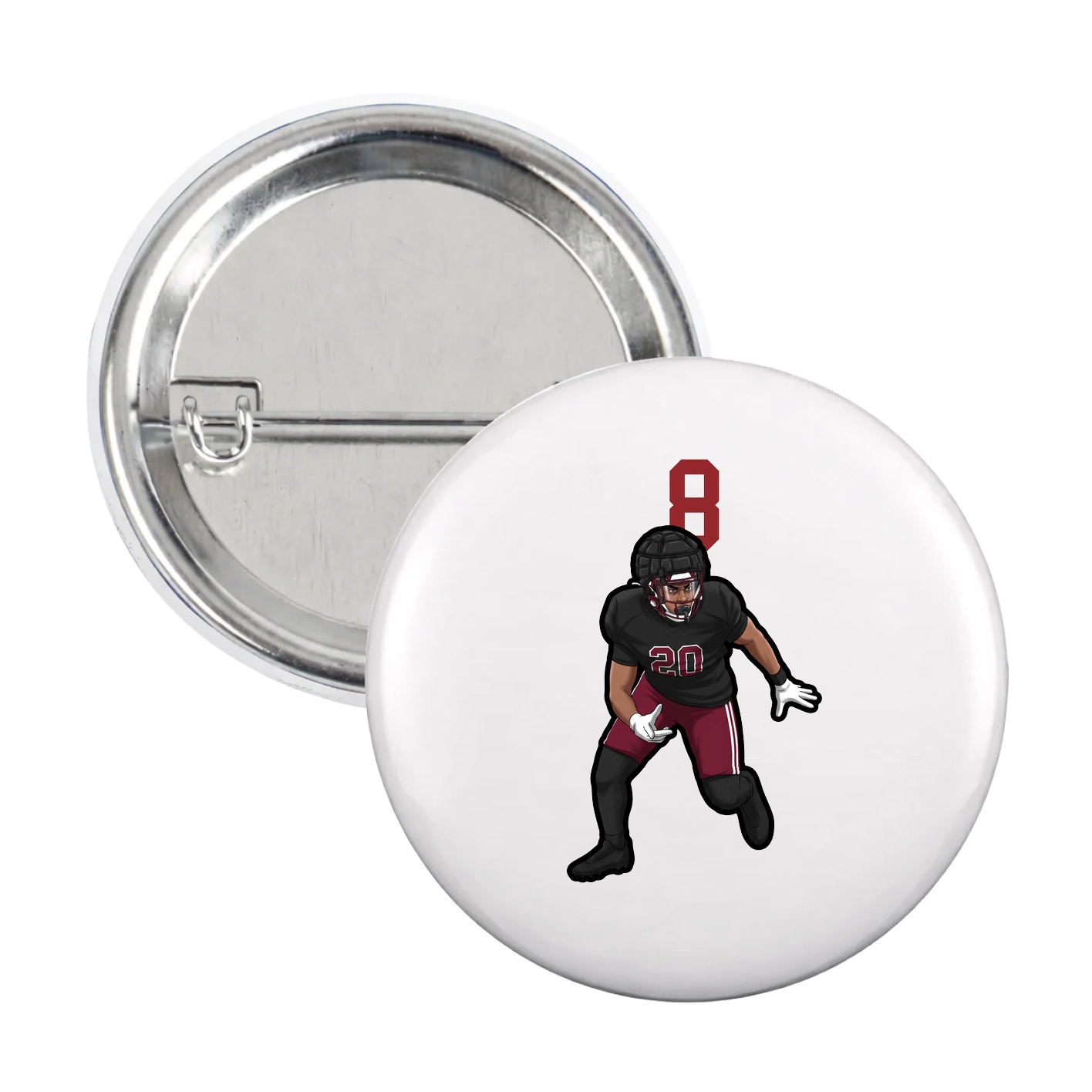 Game Day Button — Number Top in White