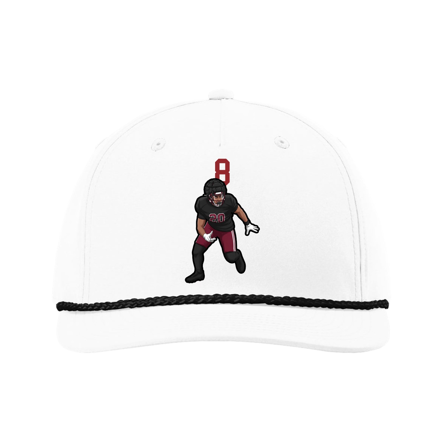 Five-Panel Classic Rope Cap — Number Top in White